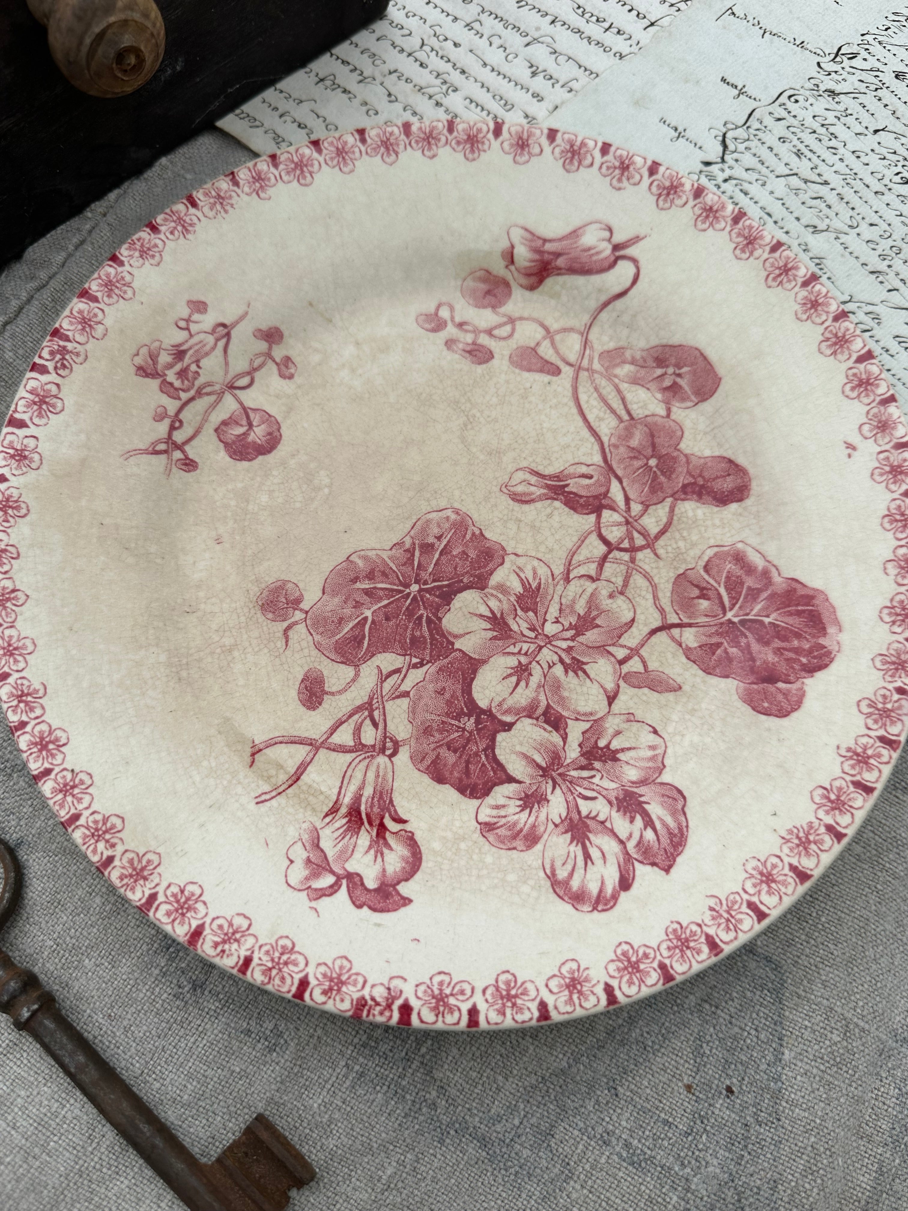Gien Capucine Pattern Patinated Dessert Plate