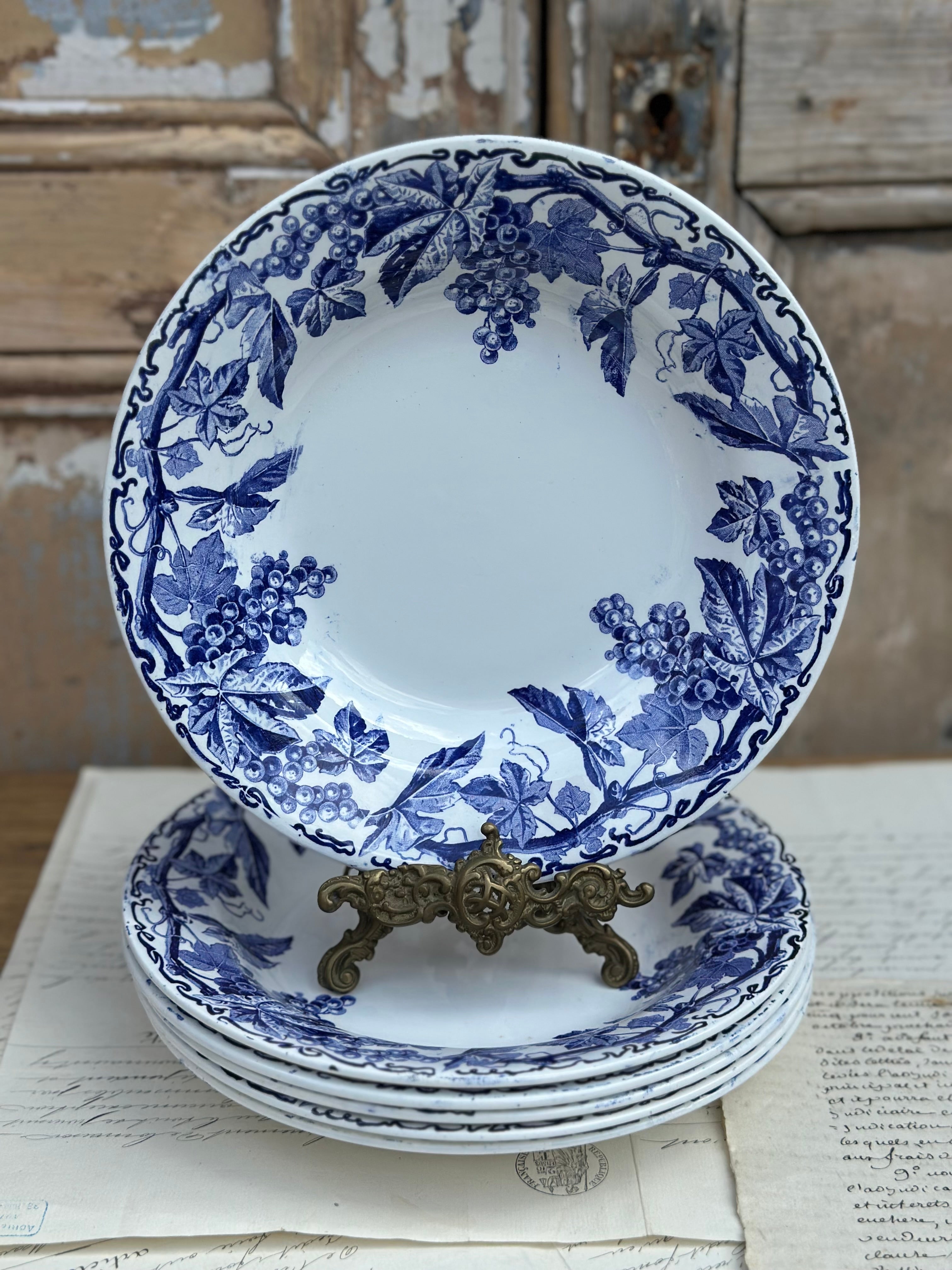 Suite de 6 assiettes creuses Creil et Montereau modèle El Kantara