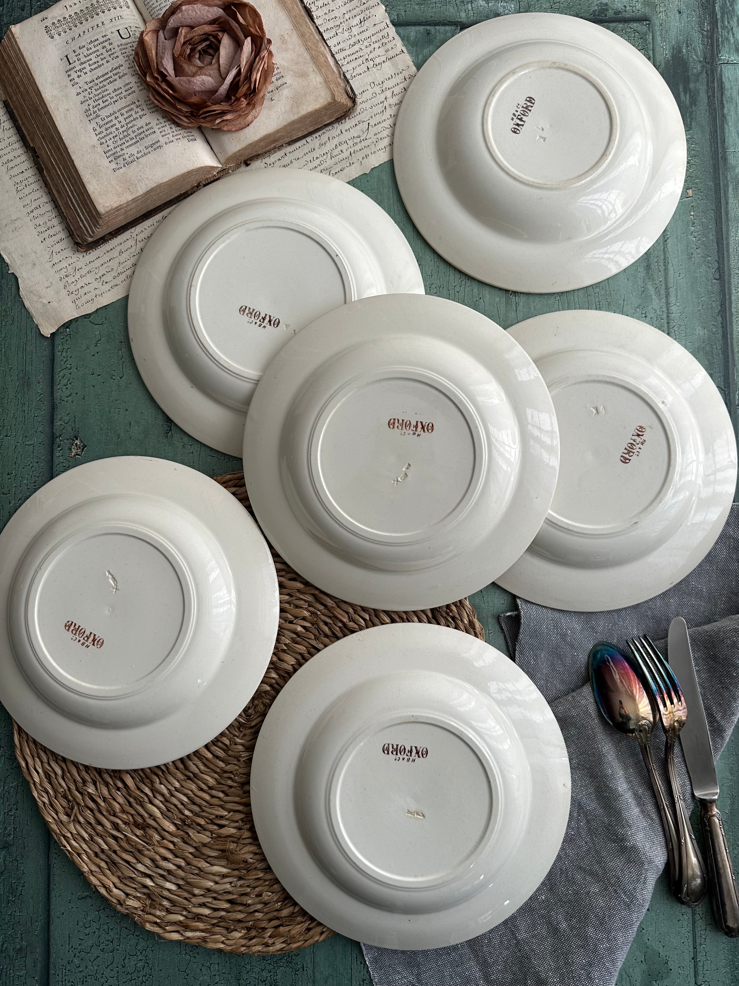 Set of 6 Choisy le Roi Oxford soup plates