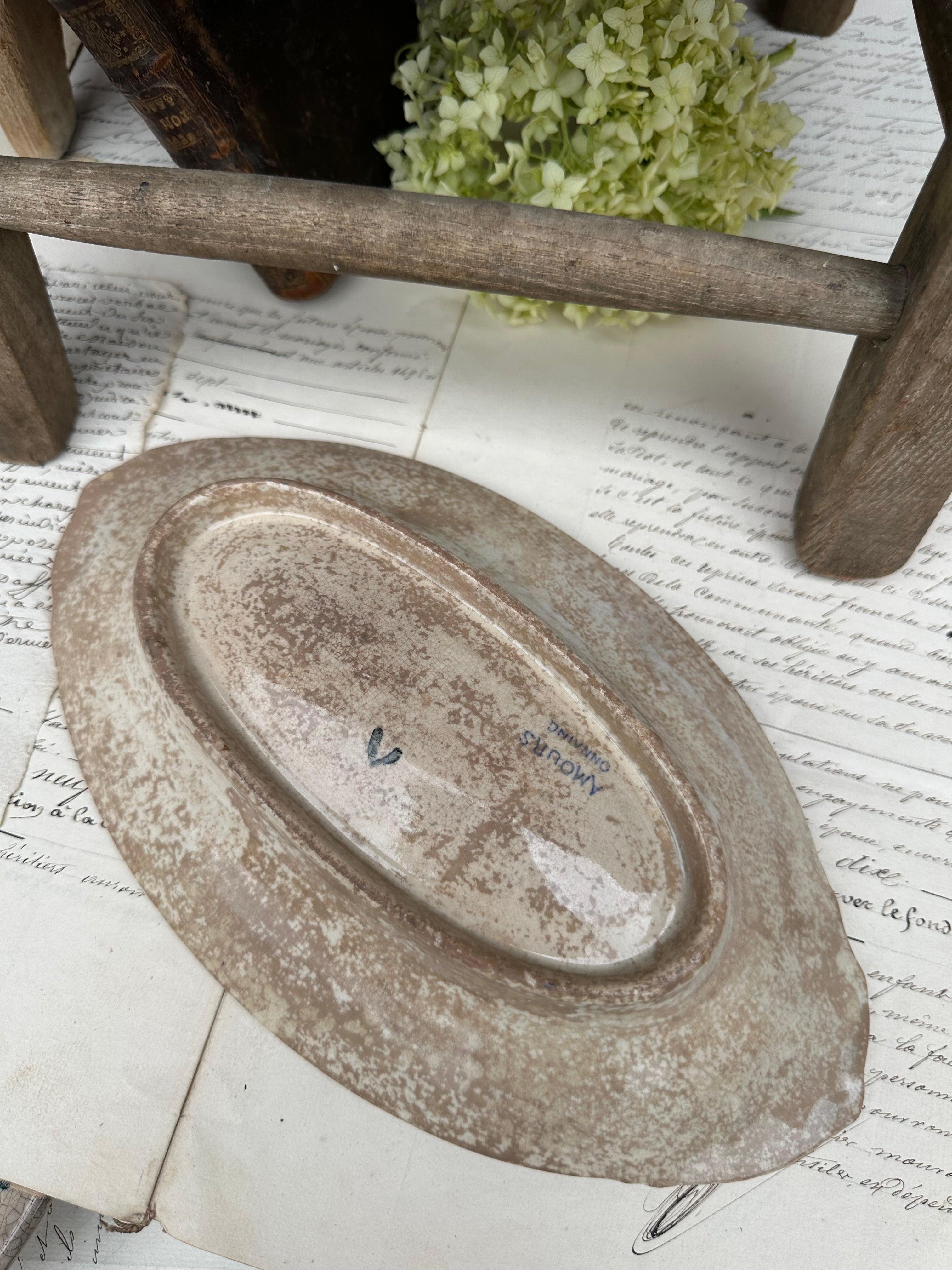 Large ironstone relish dish Onnaing AMOURS model