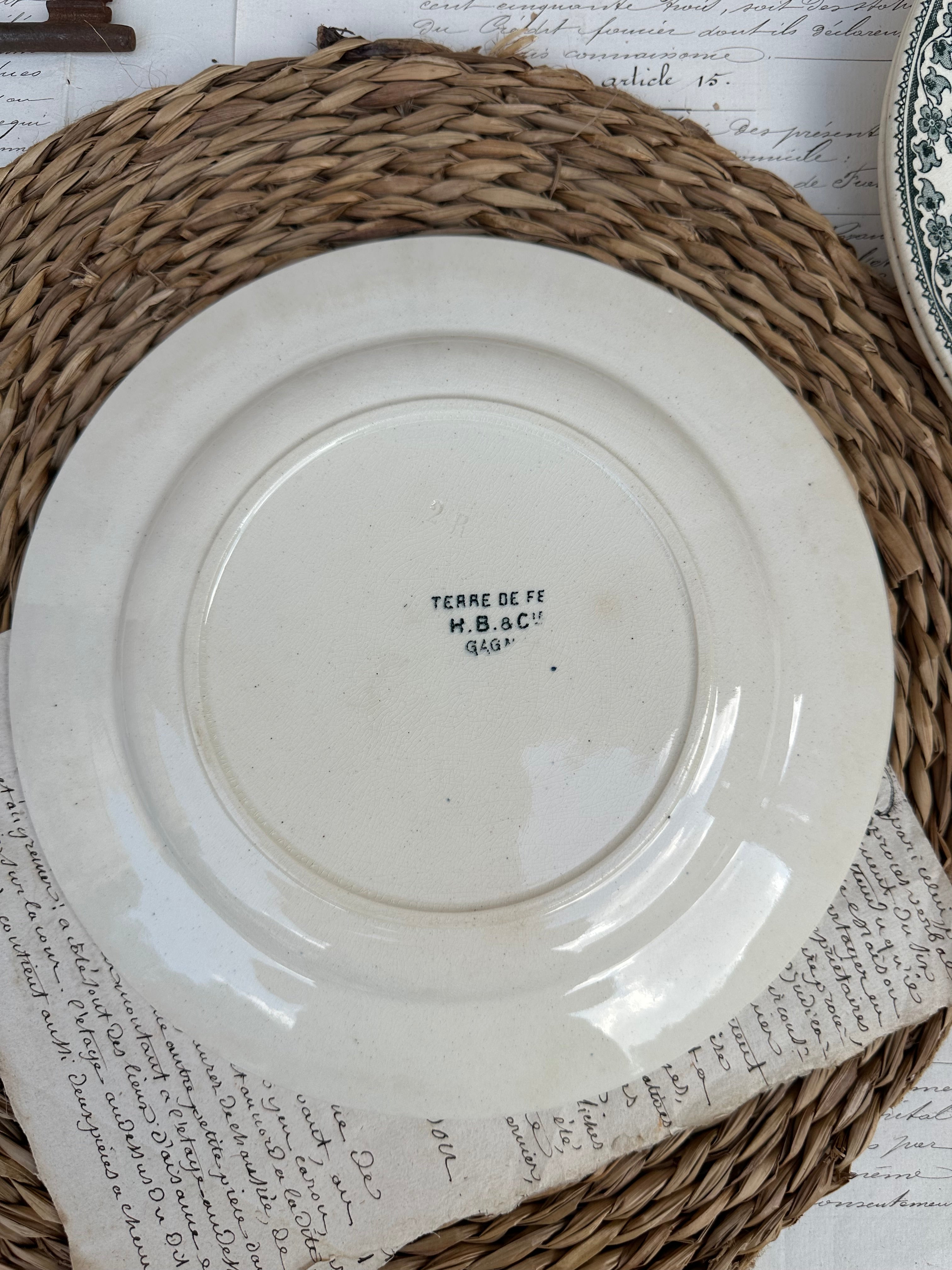 Suite de 5 assiettes plates Choisy le Roi modèle Gagny
