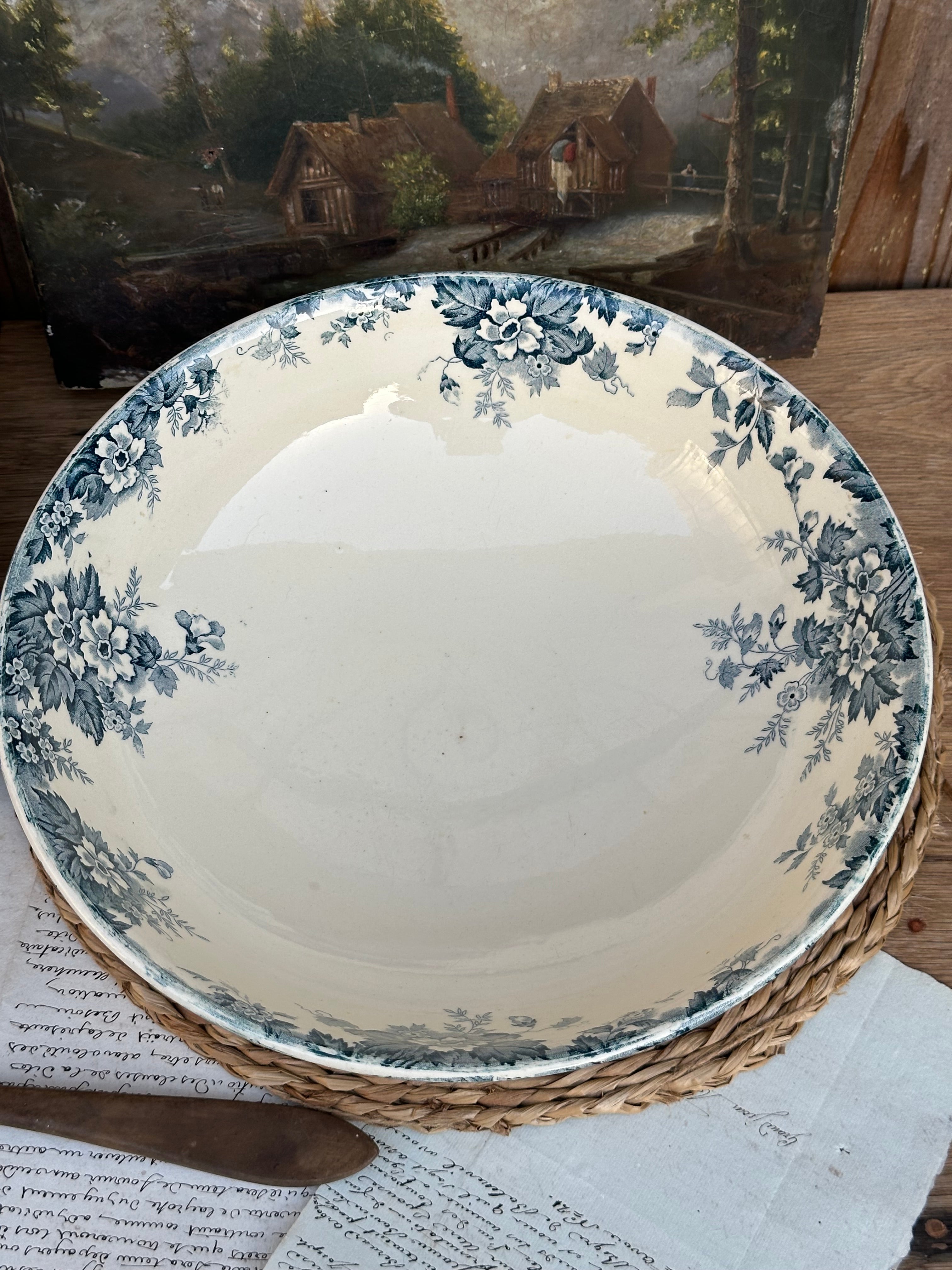 I. Large St. Amand Hamage Marie-Louise pattern salad bowl