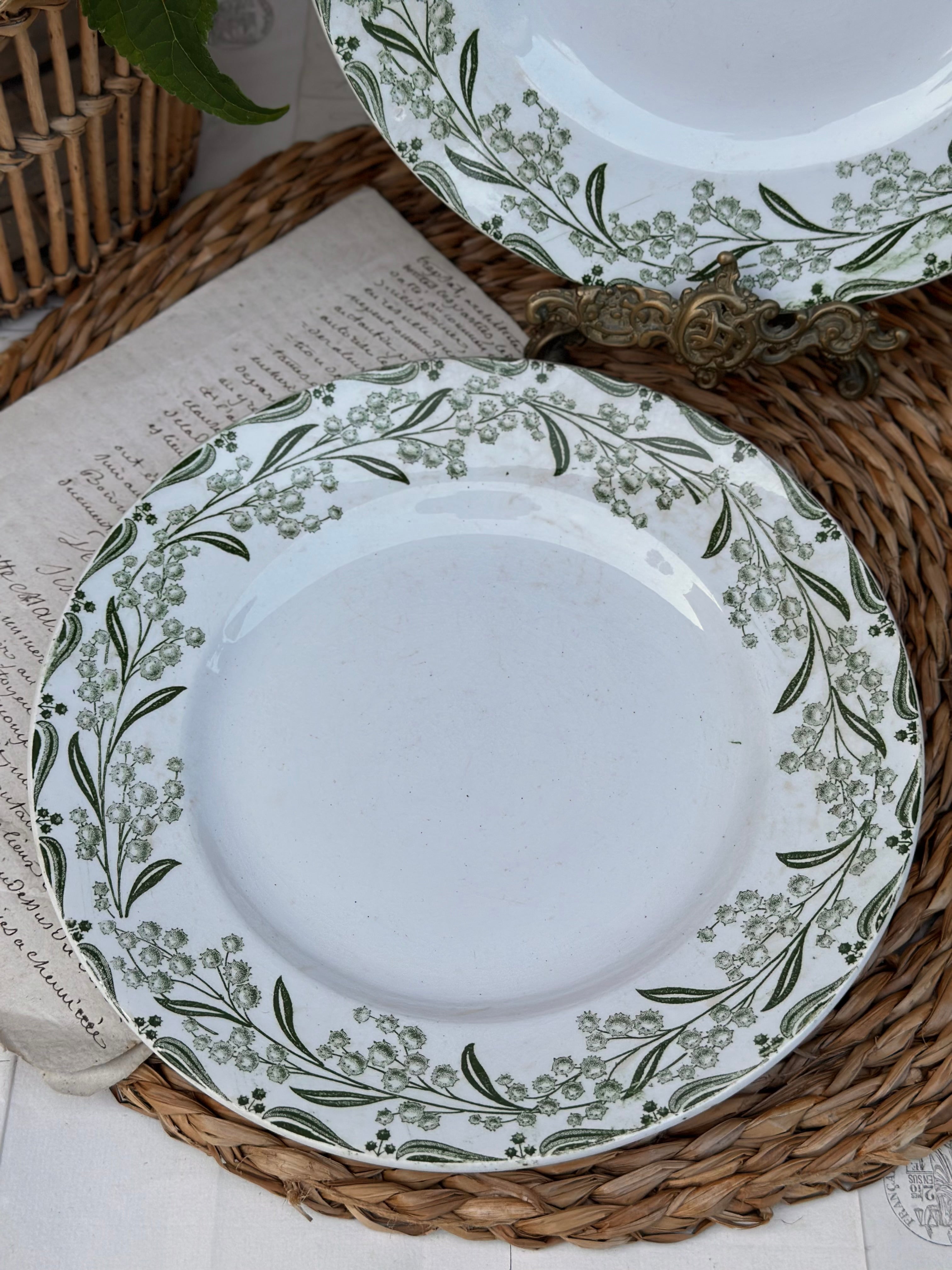 Paire d'assiettes plates St. Amand modèle Mimosa