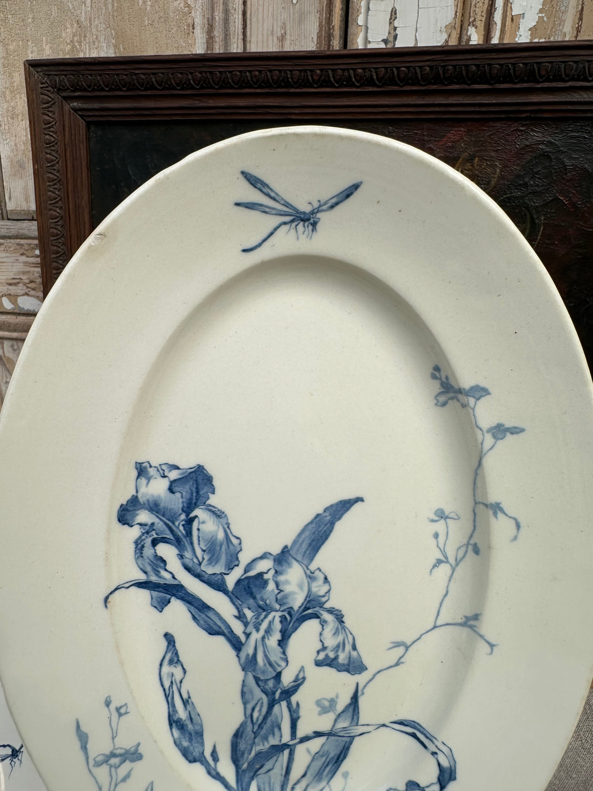Small oval dish Gien Iris pattern