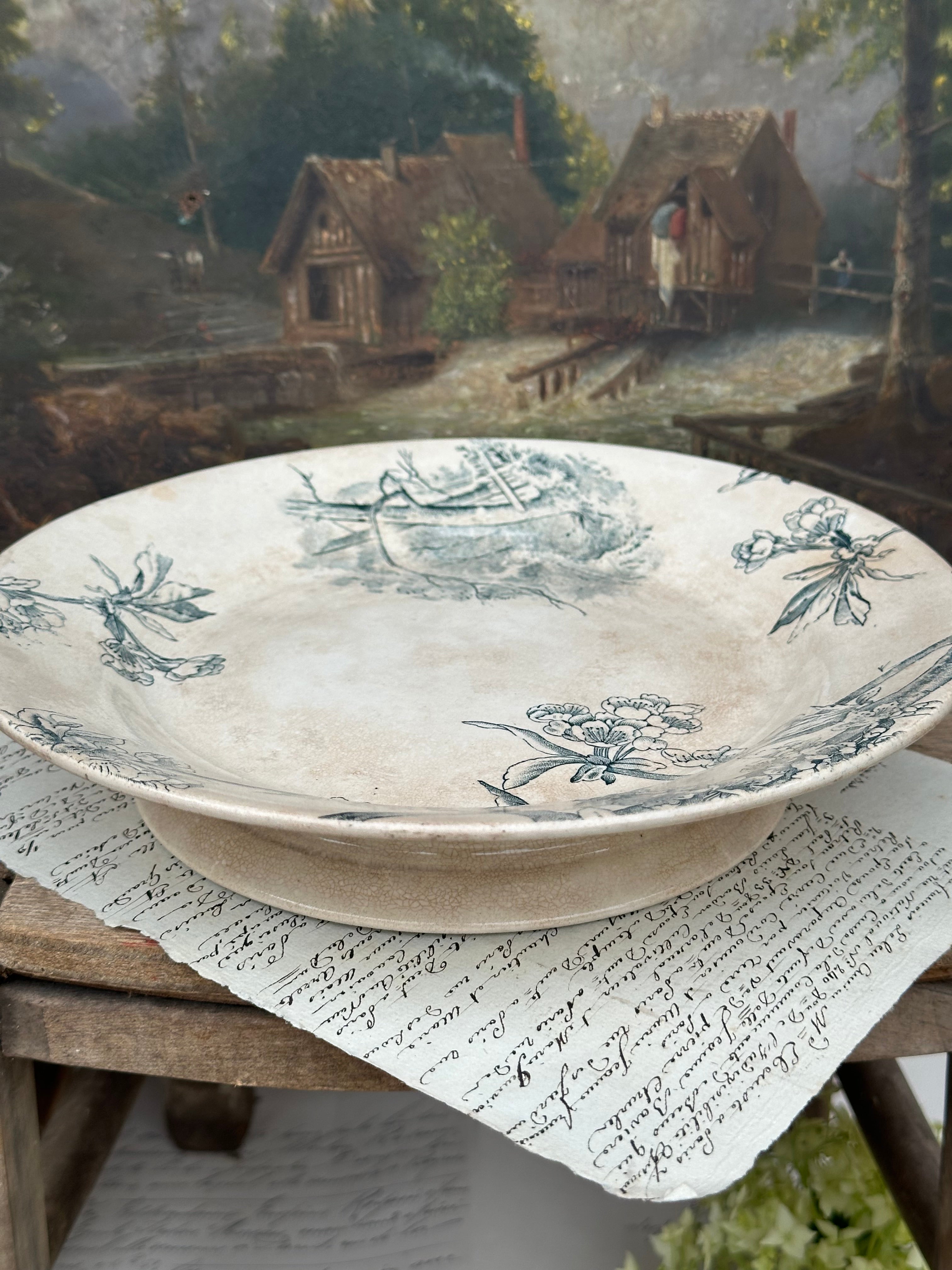 I. Pedestal dish Creil et Montereau, Cherry Tree pattern