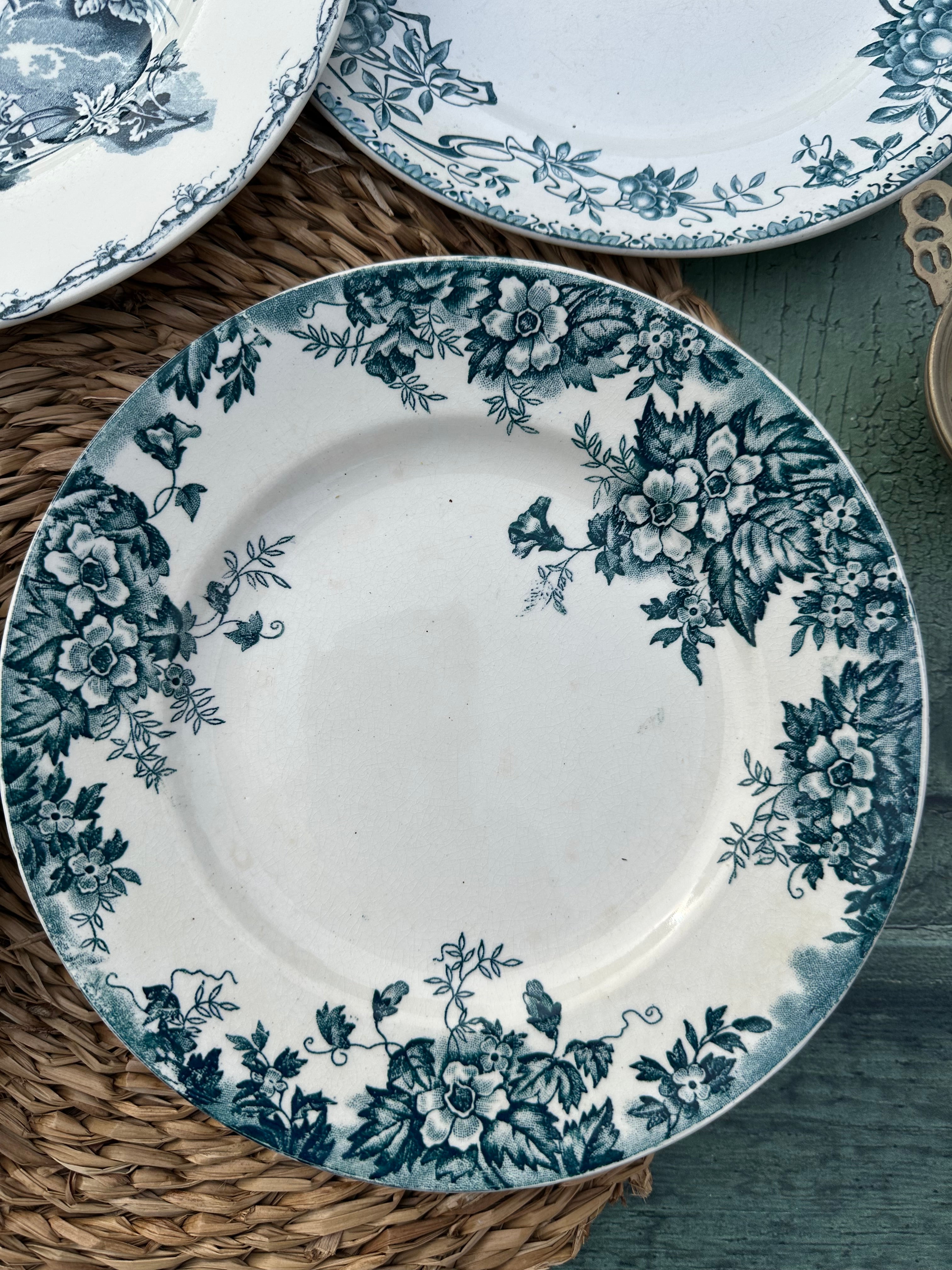 III. Set of 6 mismatched ironstone dinner plates