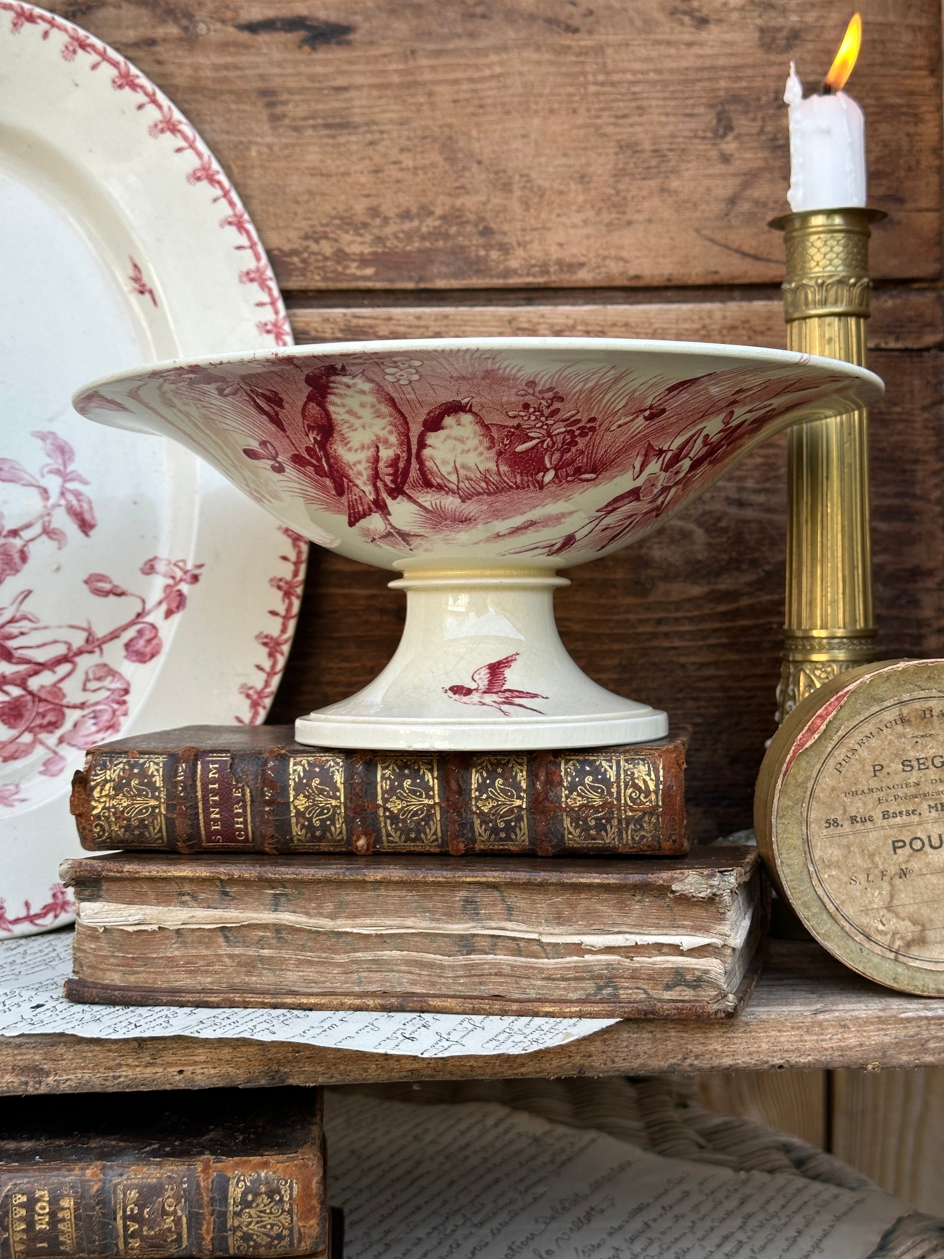 Jules Vieillard Bordeaux Birds Pattern Compote Dish