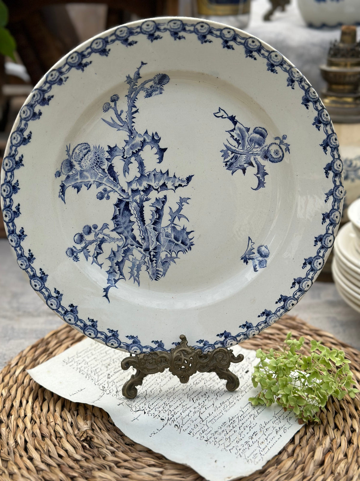 Plat rond Gien modèle Chardons