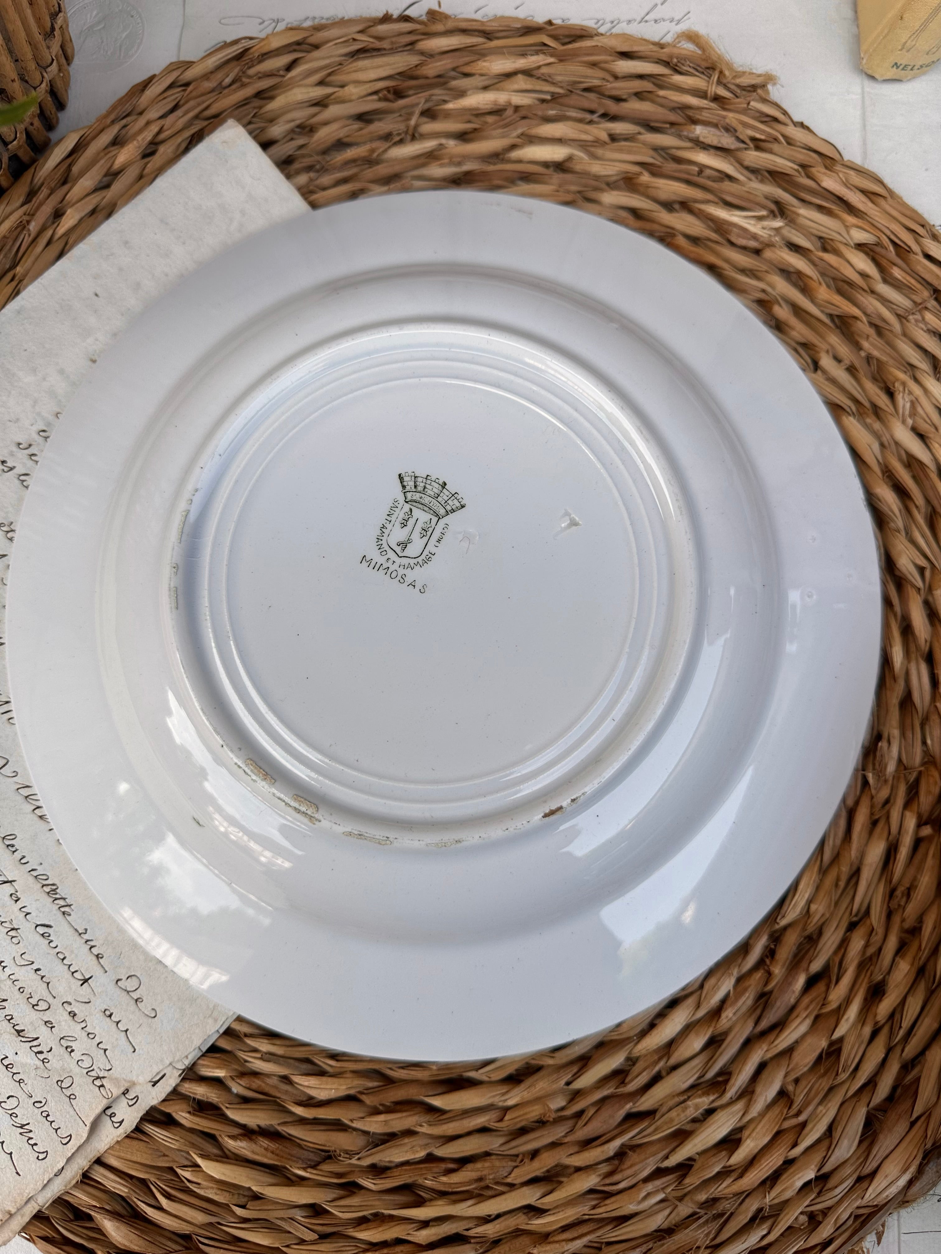 Série de 5 assiettes creuses St. Amand modèle Mimosa