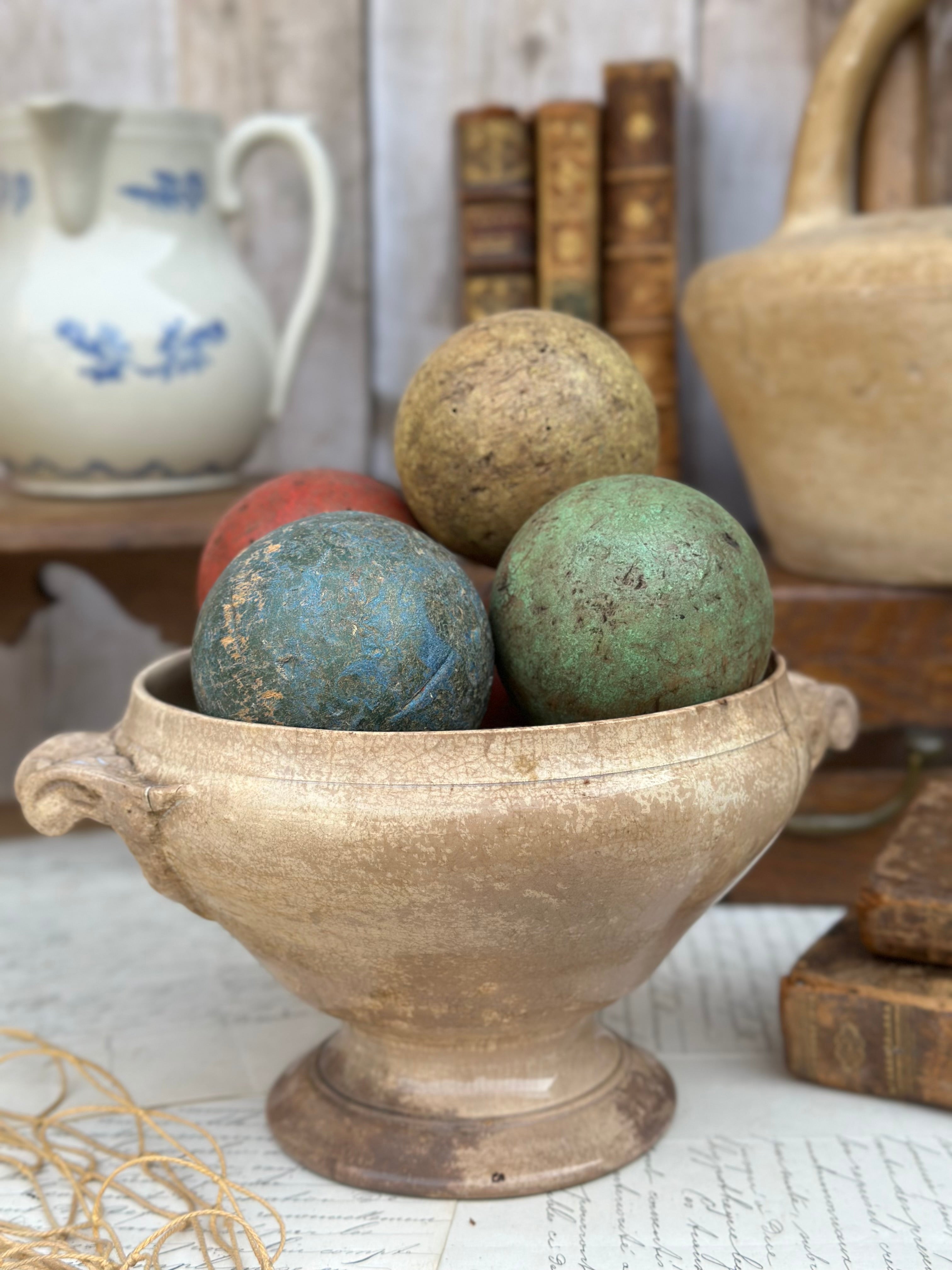 Lot of 6 antique wooden boules