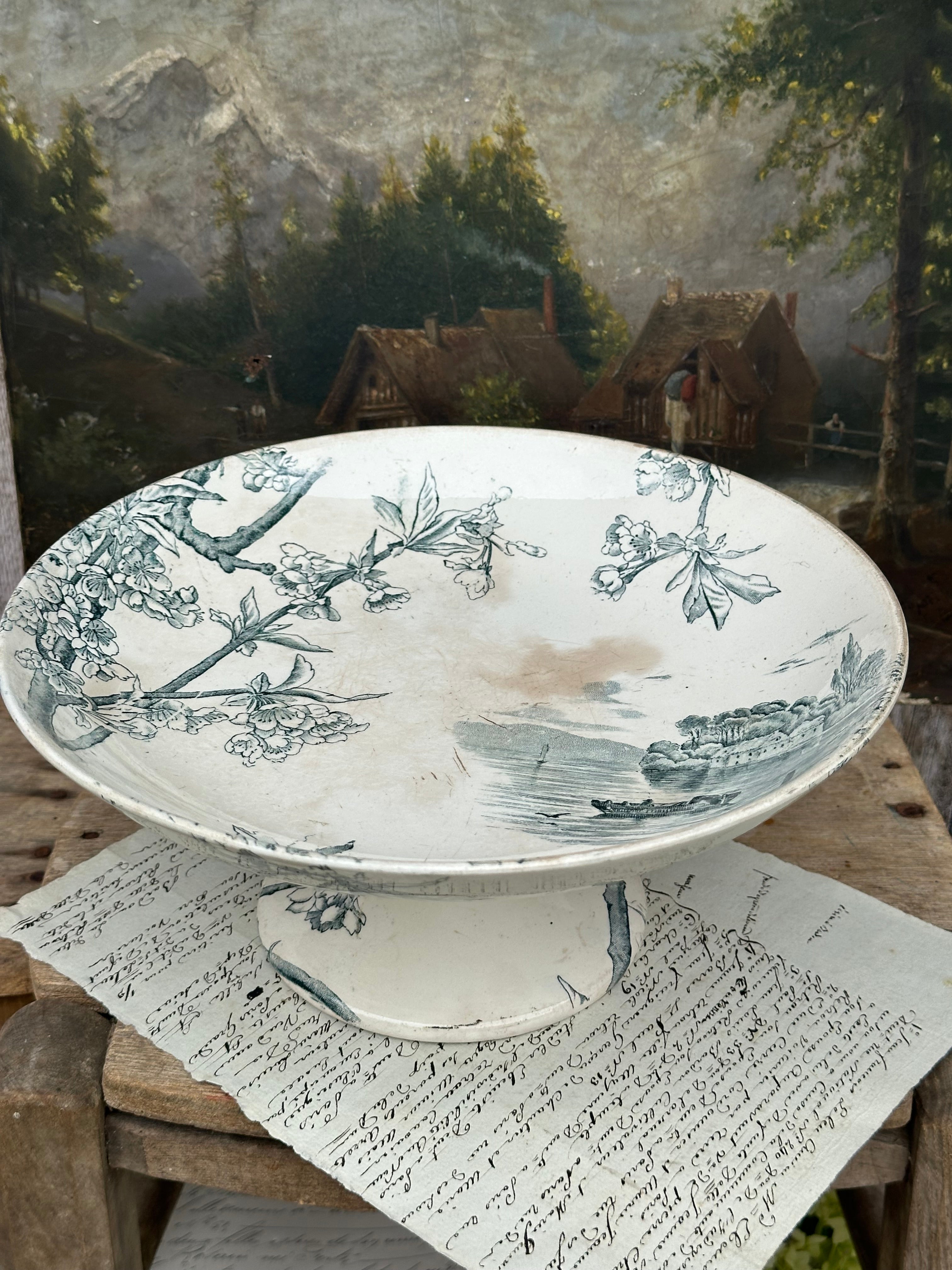 Creil et Montereau compotier, Cerisier pattern