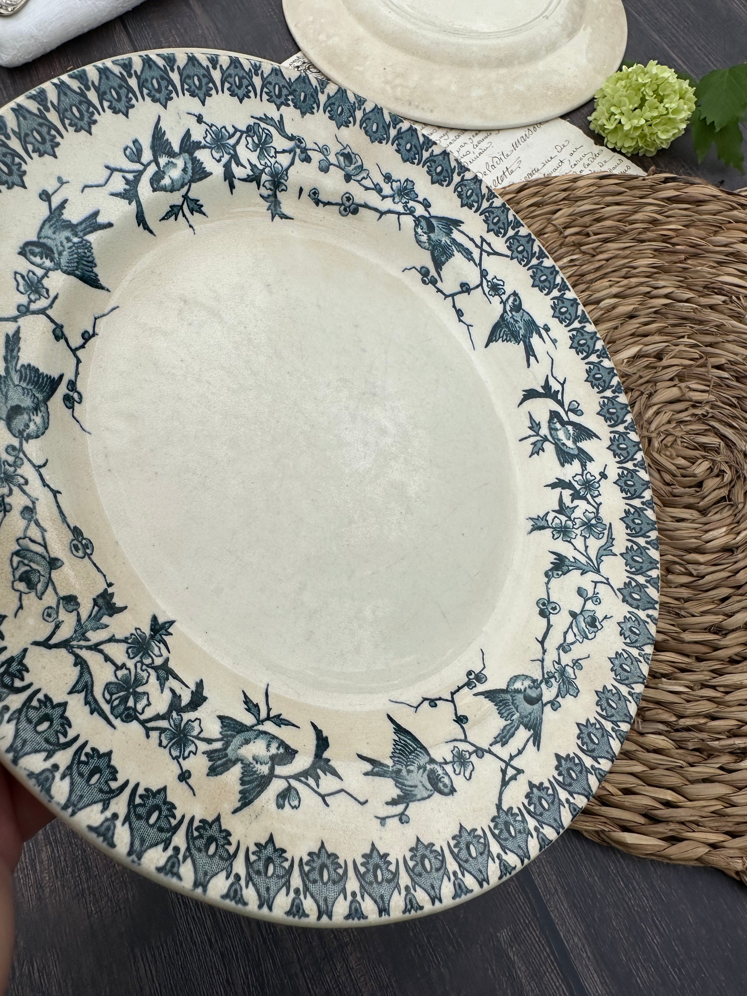 Reserved - 9 Choisy le Roi Lyonnais pattern plates (8 dinner plates and one dessert plate)