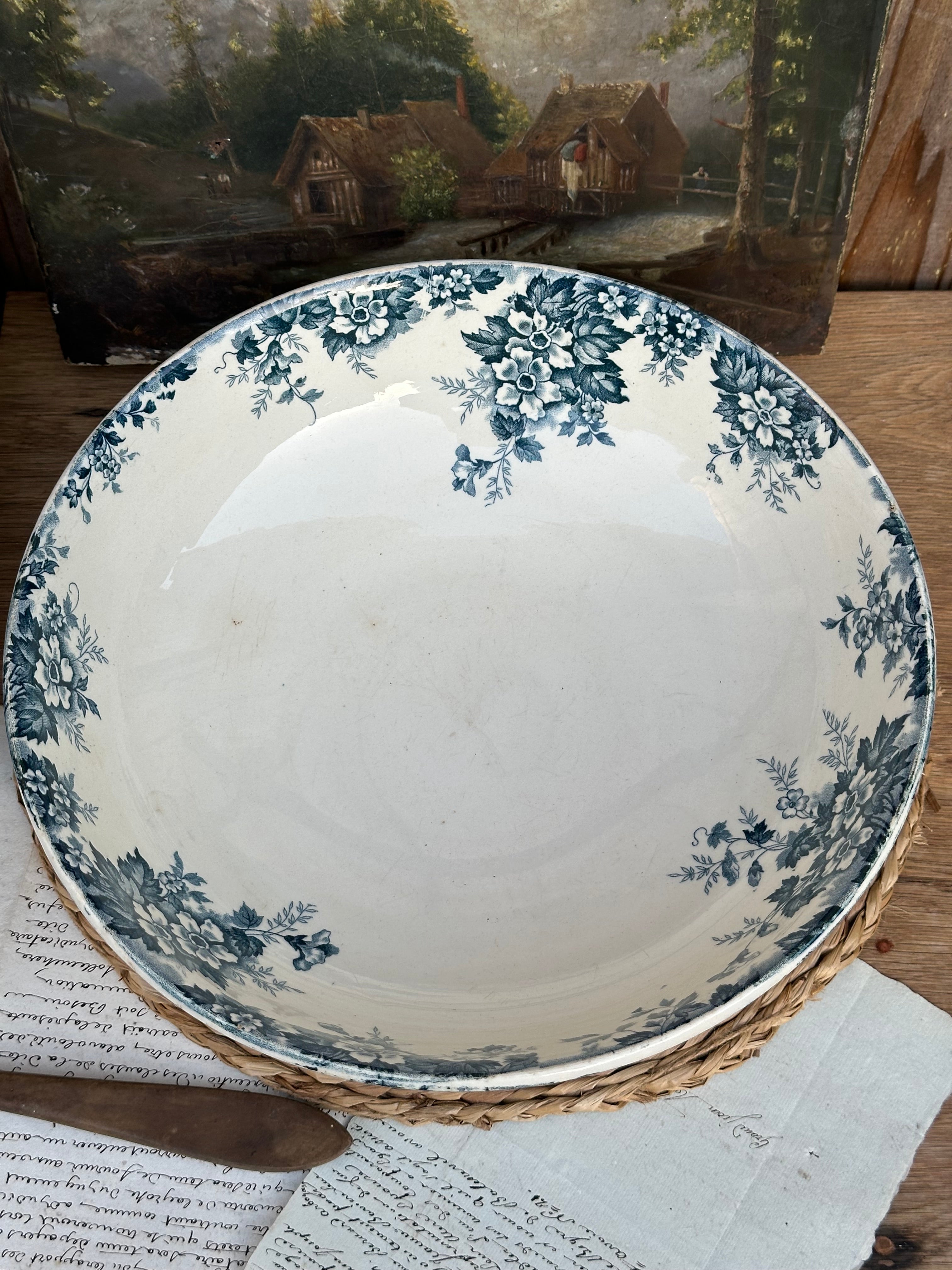Large St. Amand Hamage Marie-Louise pattern salad bowl