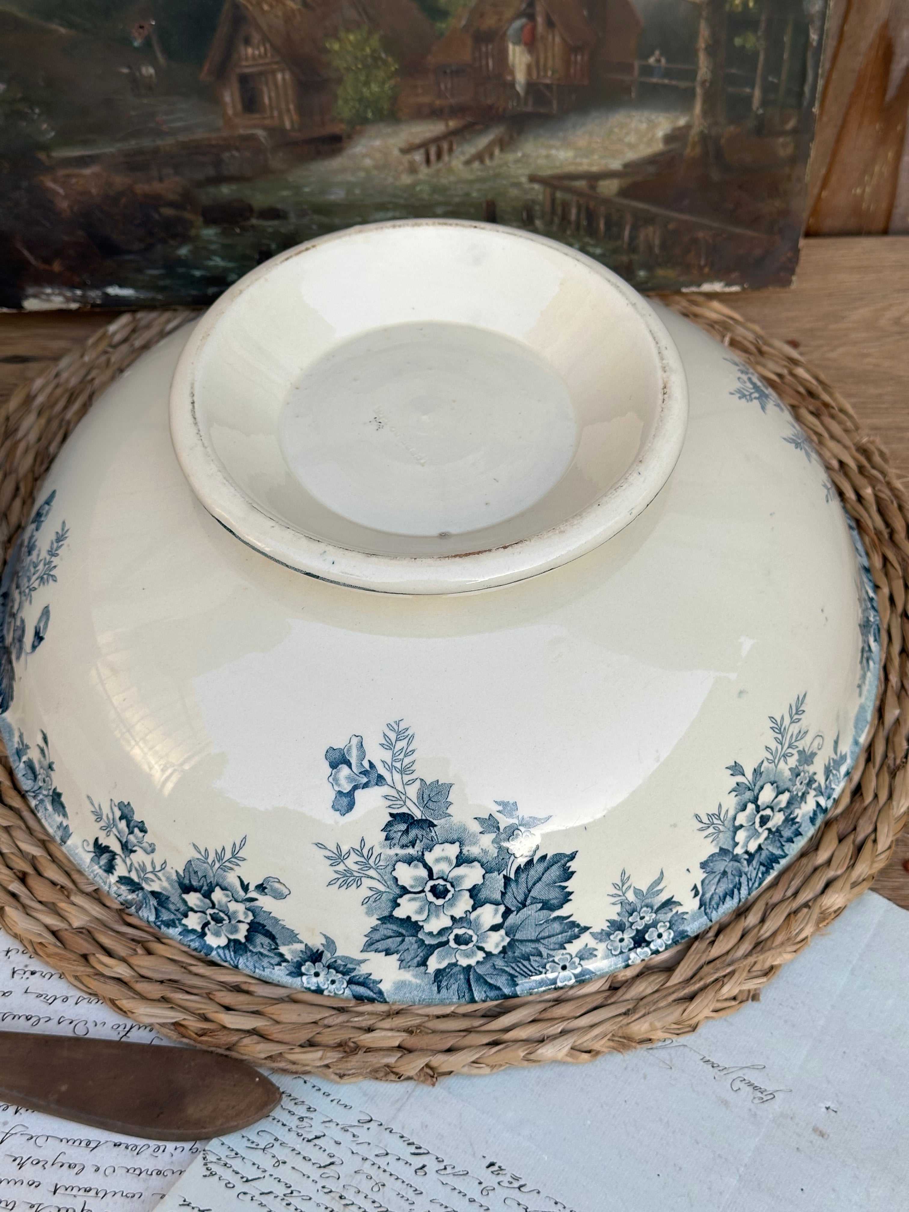 I. Large St. Amand Hamage Marie-Louise pattern salad bowl