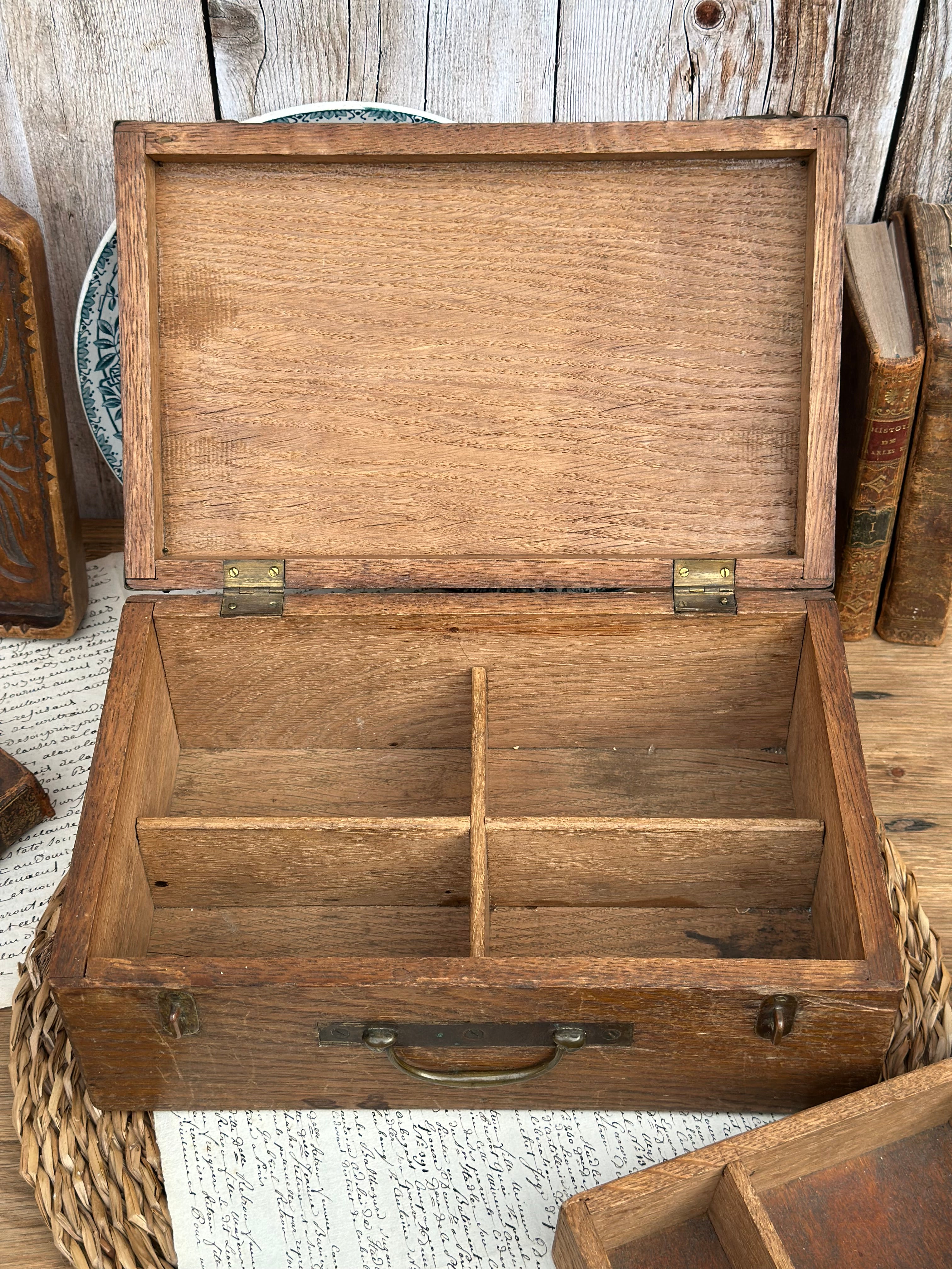 Antique wooden sewing box
