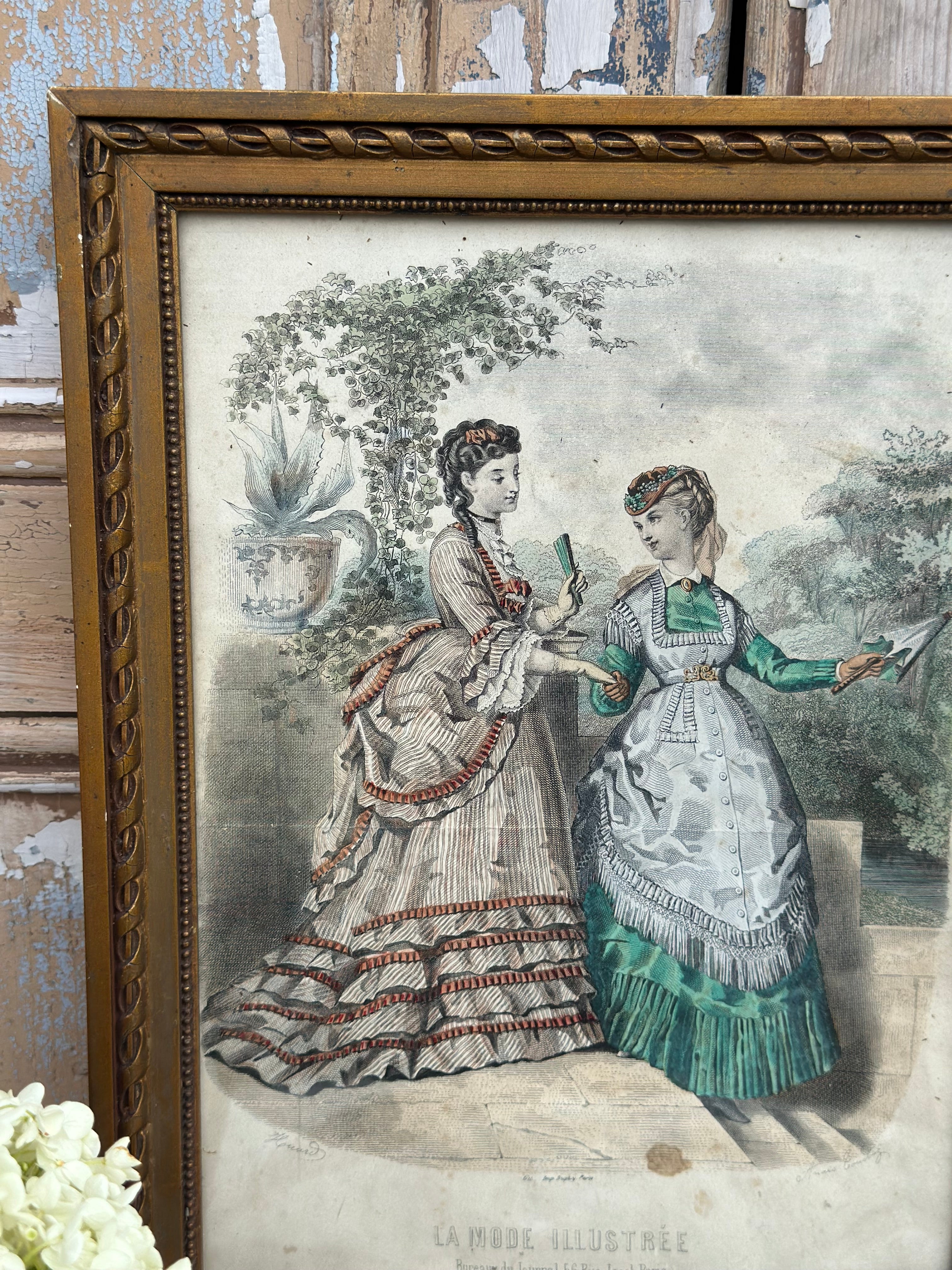 Gravure 'La Mode Illustrée" encadrée - 1869