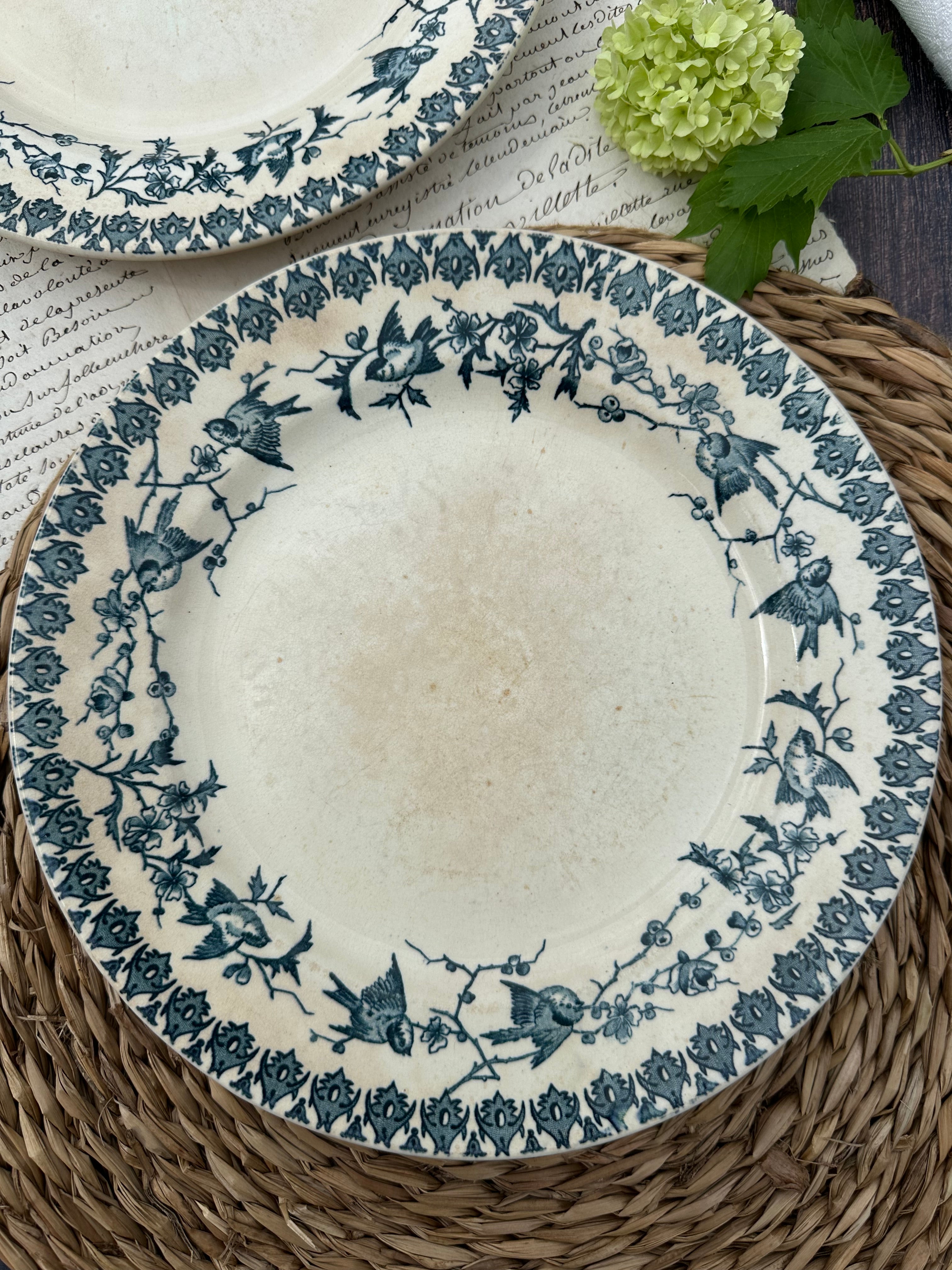 Reserved - 9 Choisy le Roi Lyonnais pattern plates (8 dinner plates and one dessert plate)