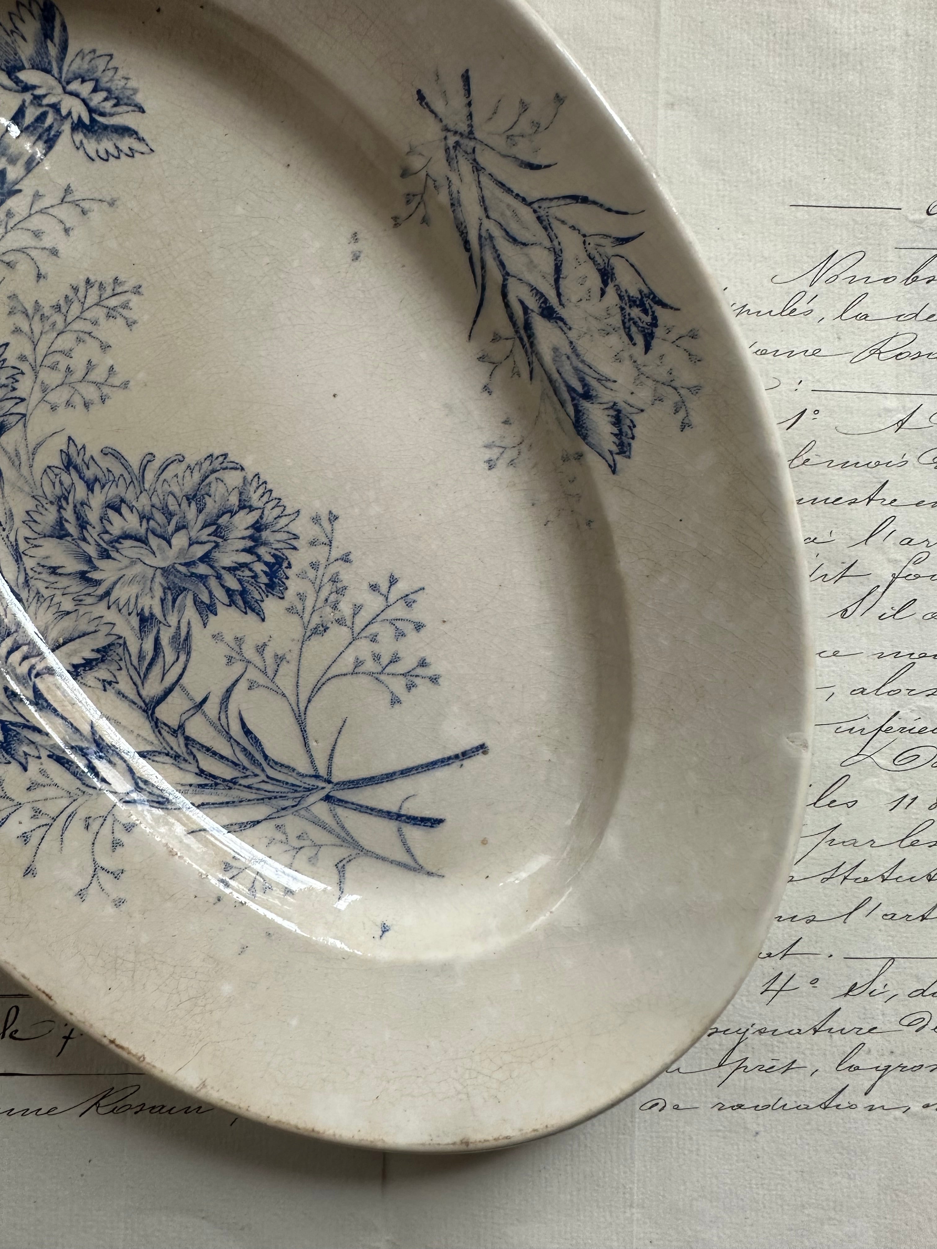 Small oval ironstone dish, Carnation pattern