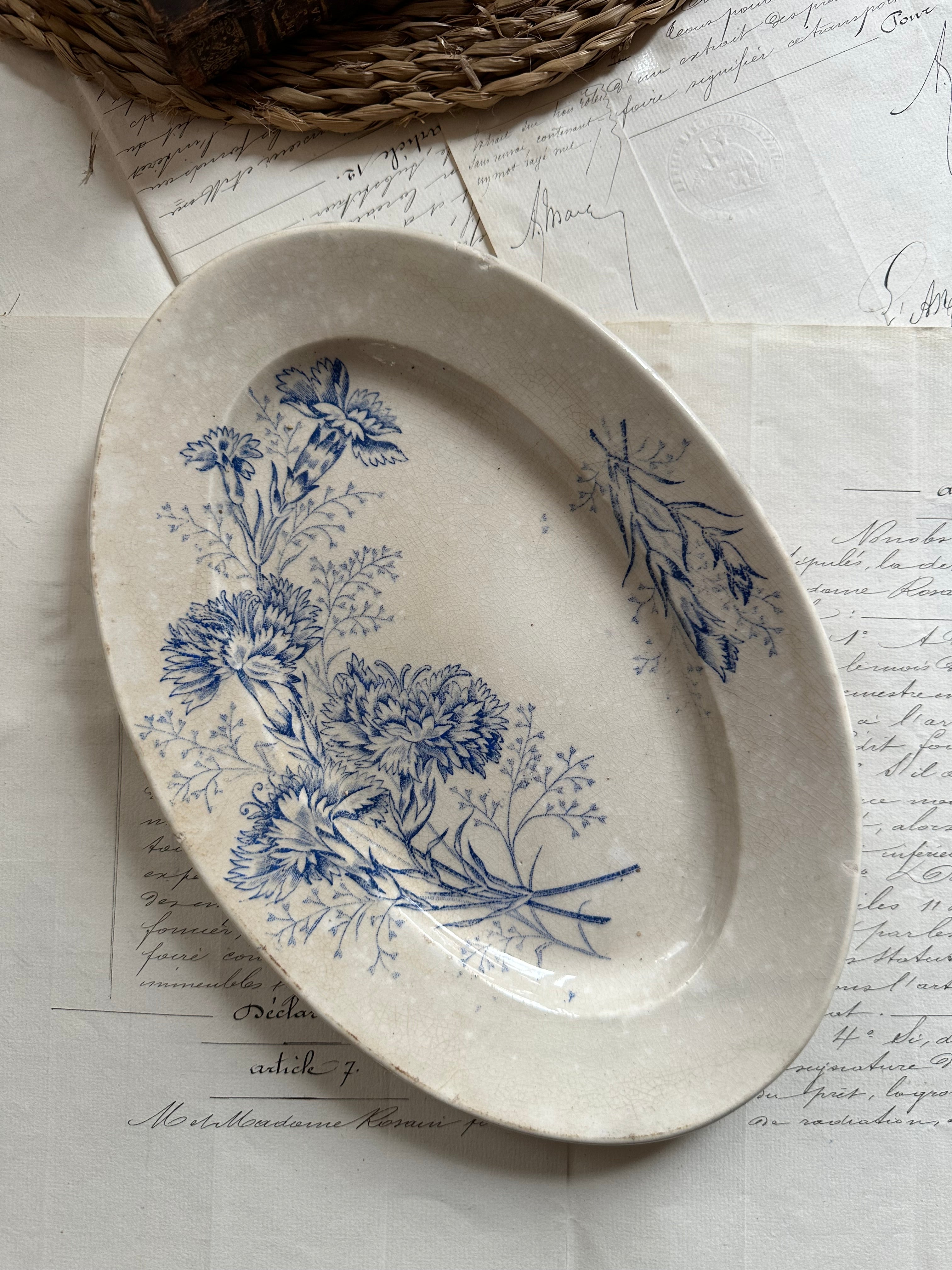 Small oval ironstone dish, Carnation pattern