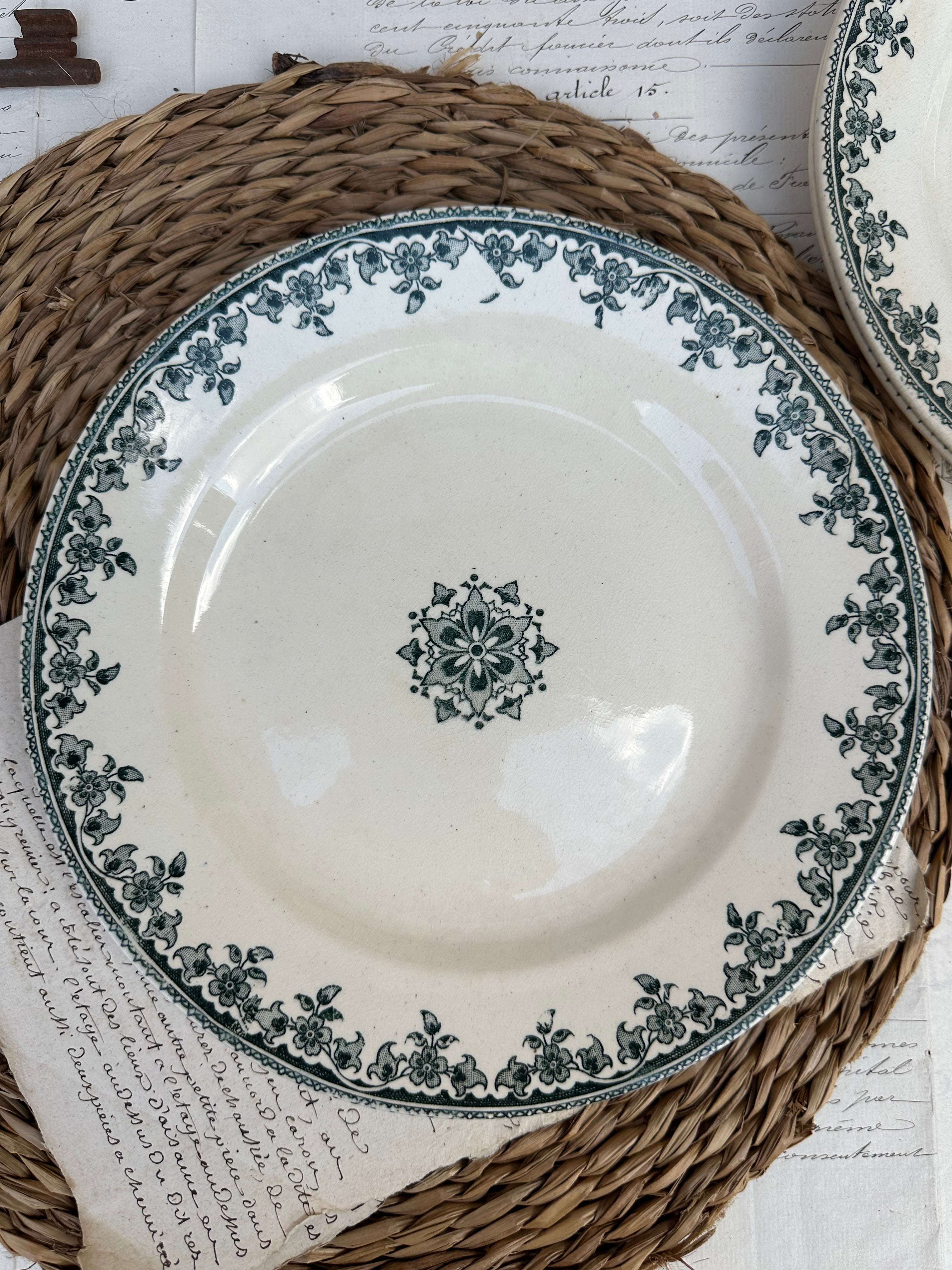 Suite de 5 assiettes plates Choisy le Roi modèle Gagny