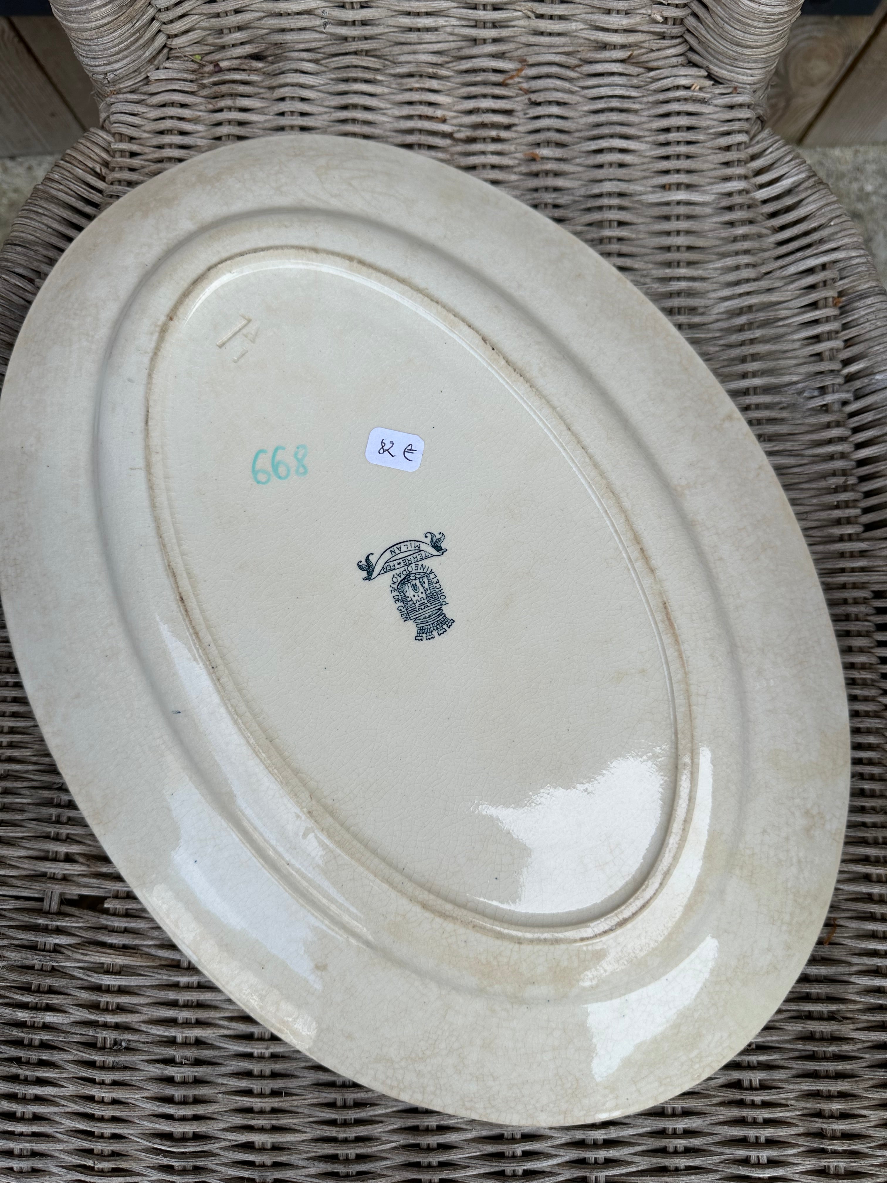 Lot Gien modèle Milan: soupière, plat ovale et plat piédouche