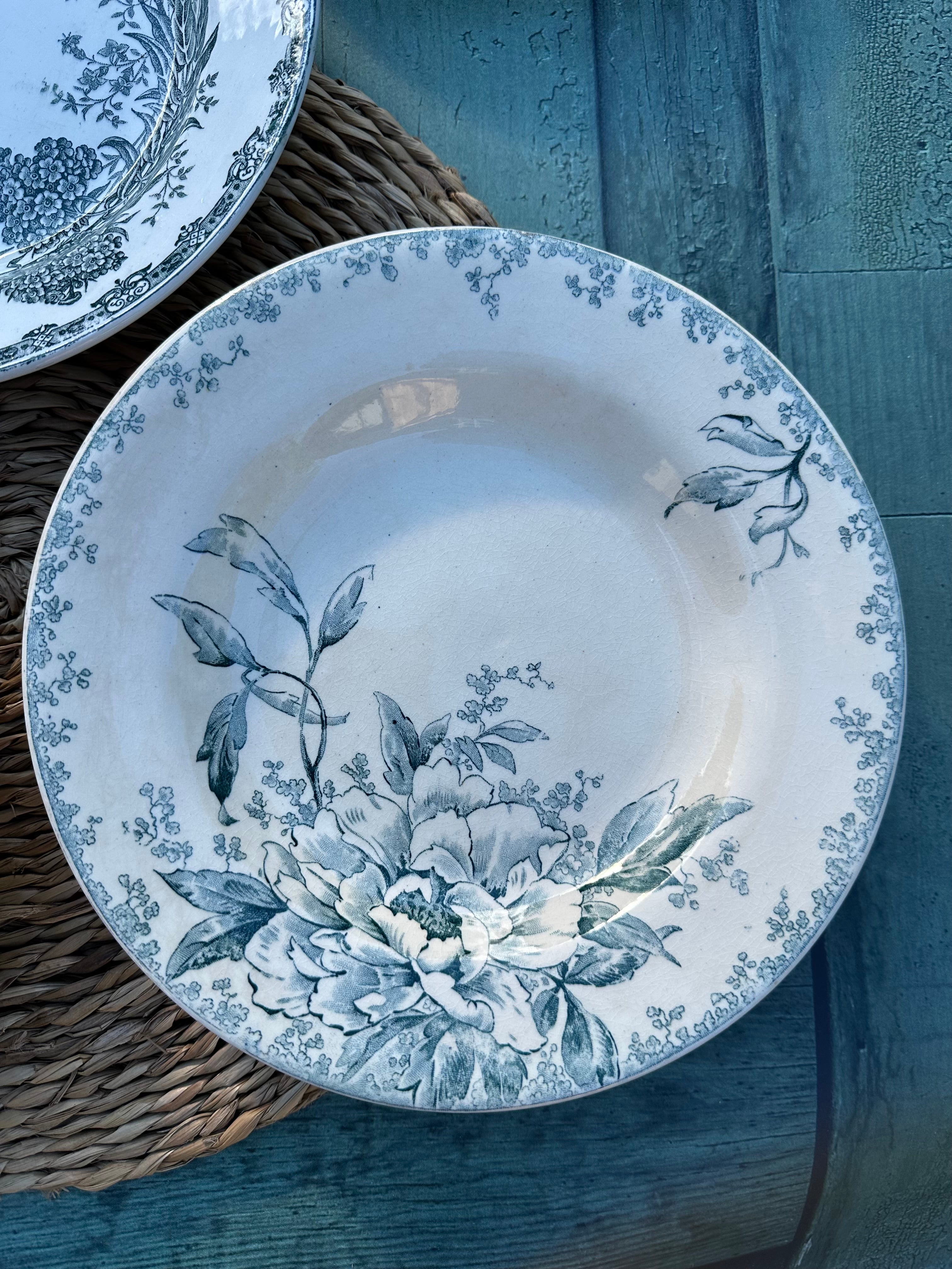 I. Suite de 6 assiettes creuses terre de fer dépareillées