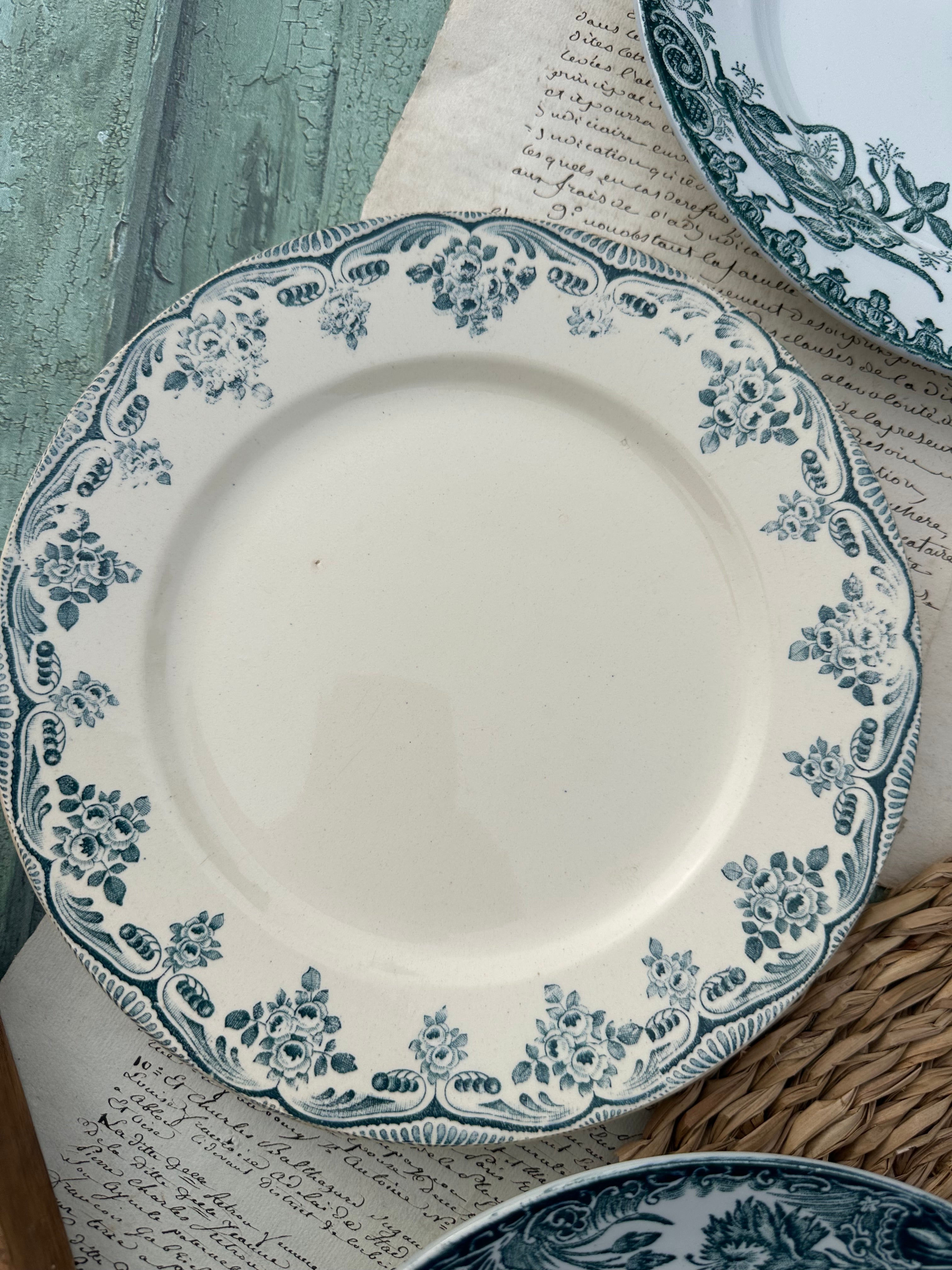 III. Set of 6 mismatched ironstone dinner plates
