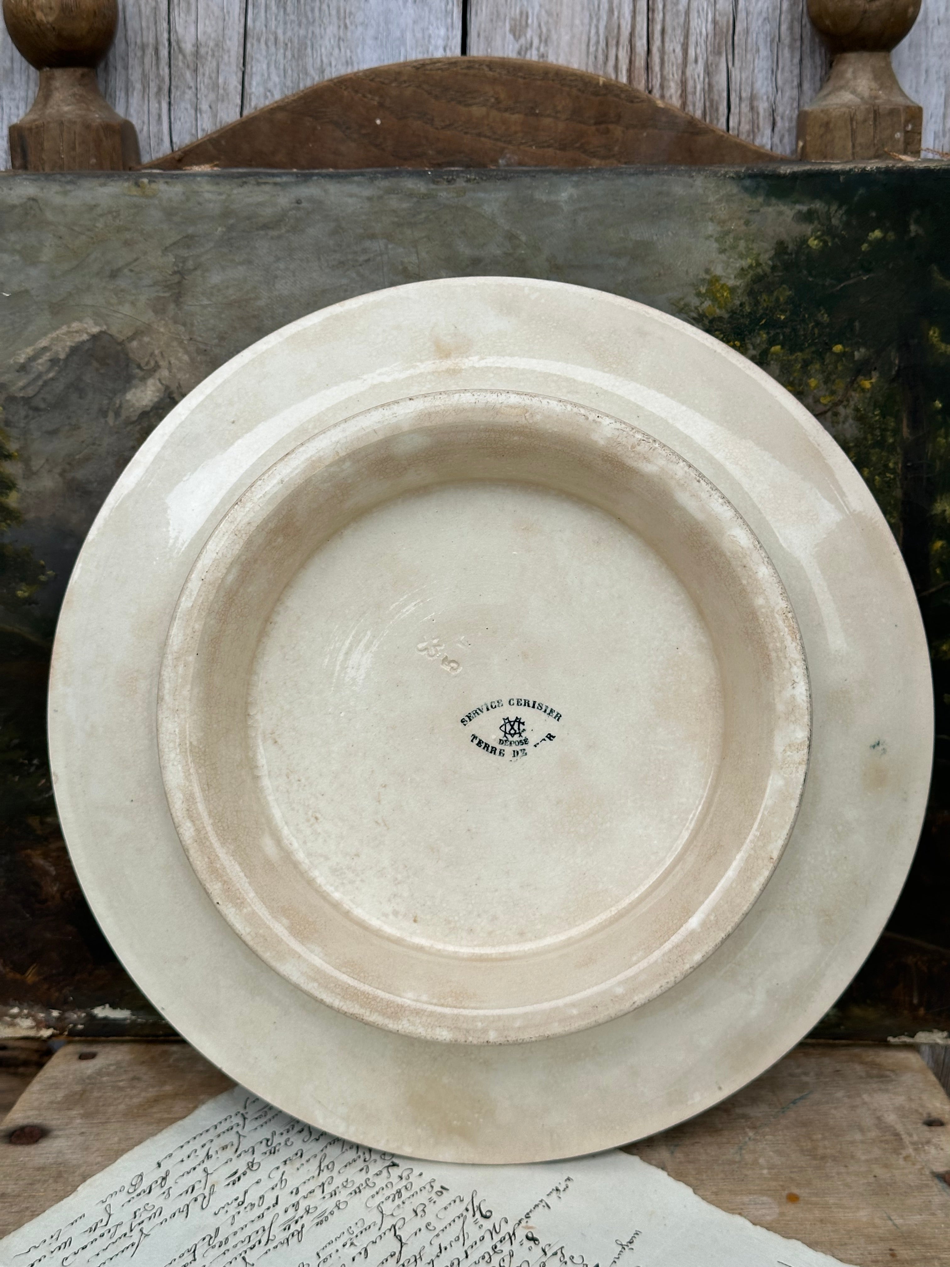 I. Pedestal dish Creil et Montereau, Cherry Tree pattern