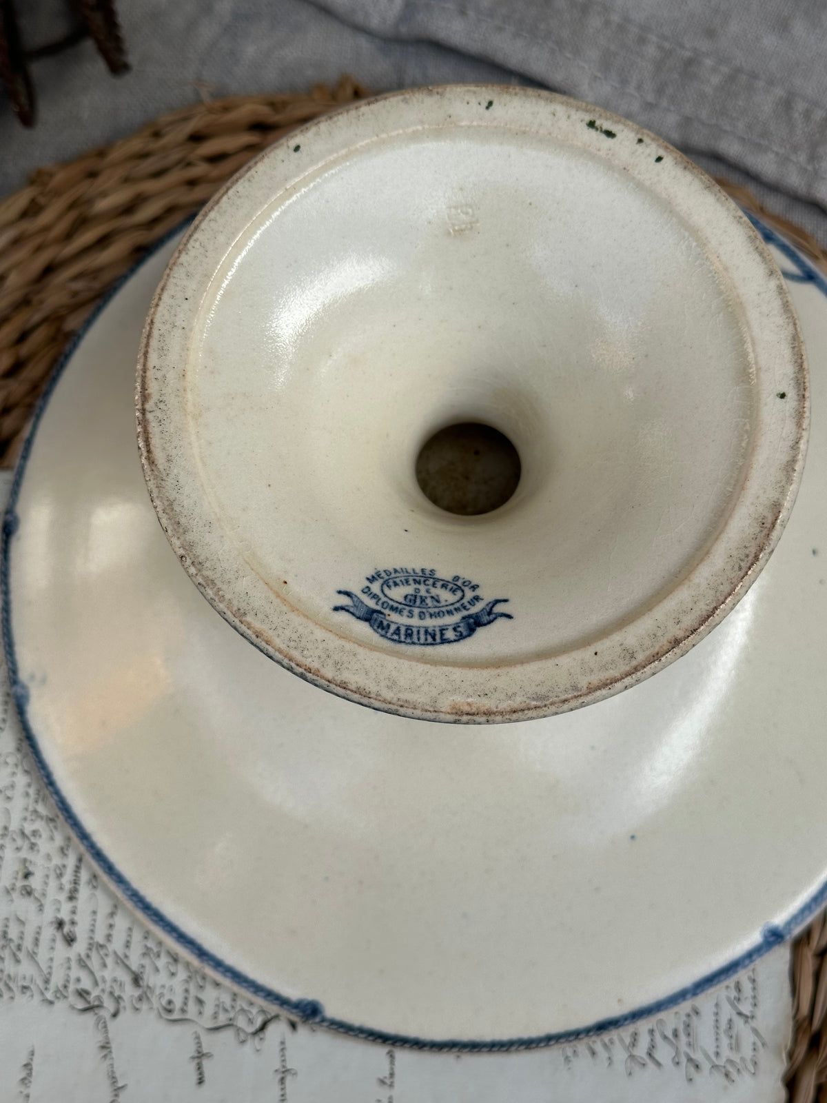 Grand compotier Gien modèle Marines
