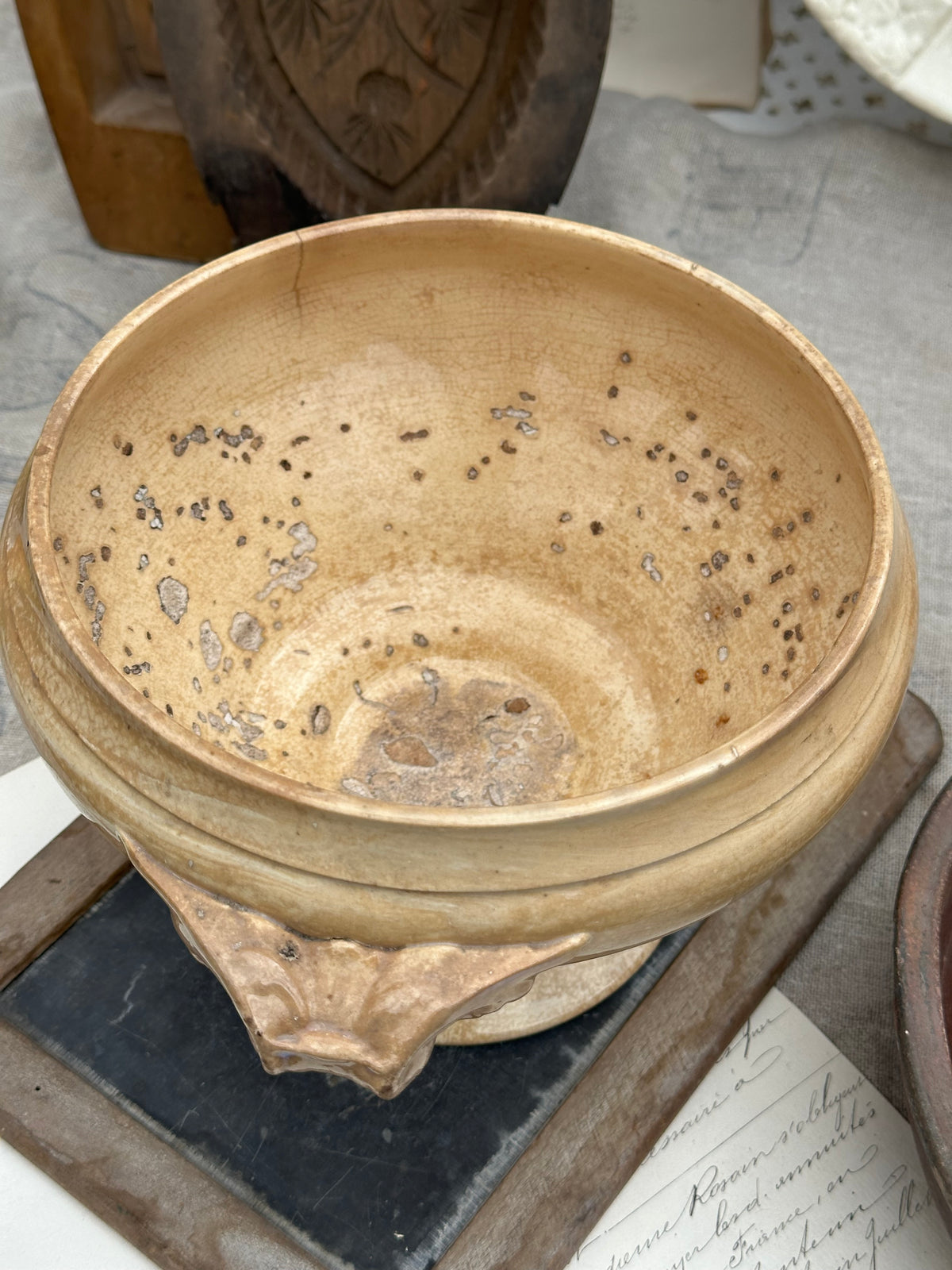 Small patinated Sarreguemines soup tureen
