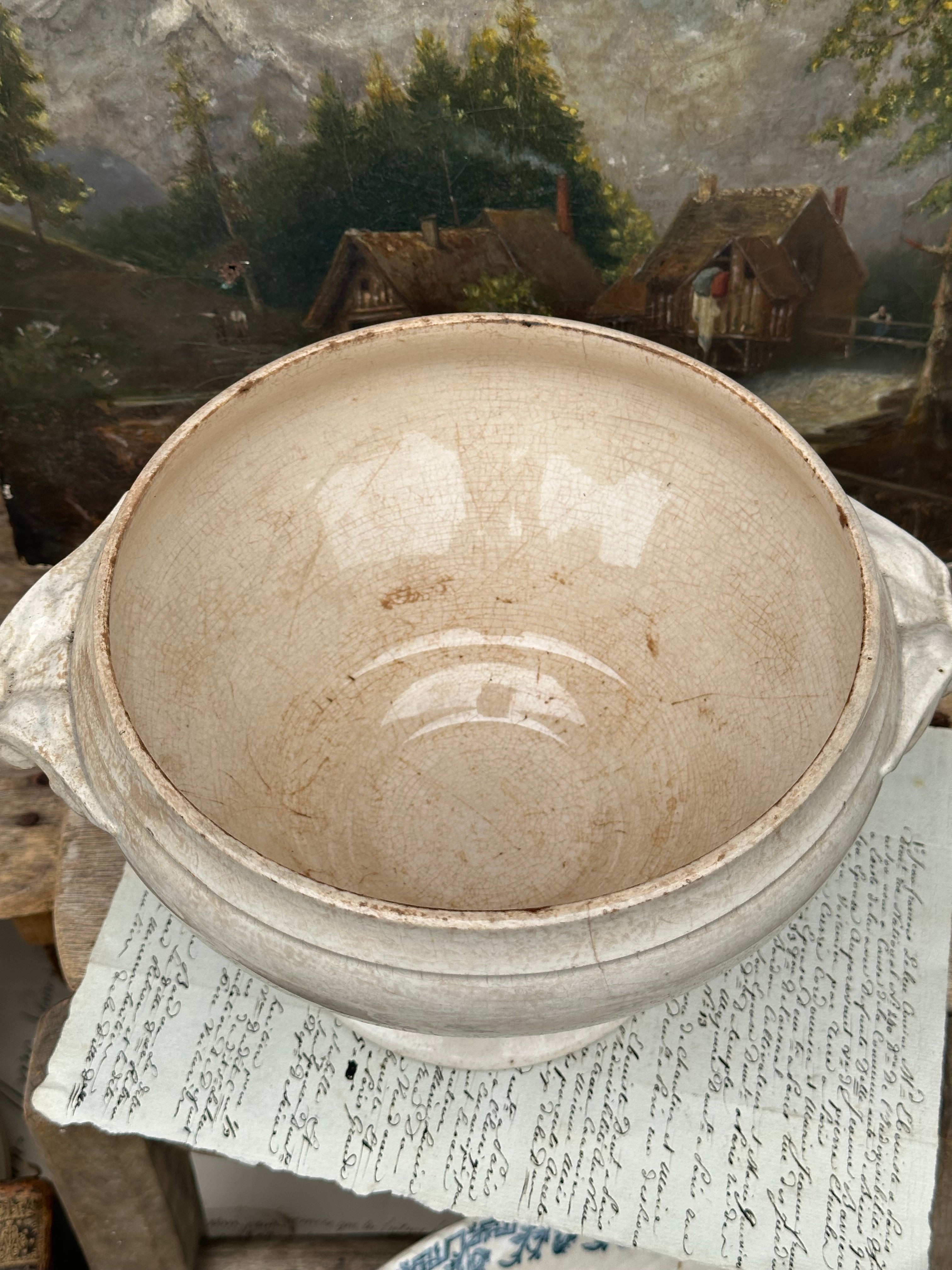 Small tureen with patina, Digoin Sarreguemines