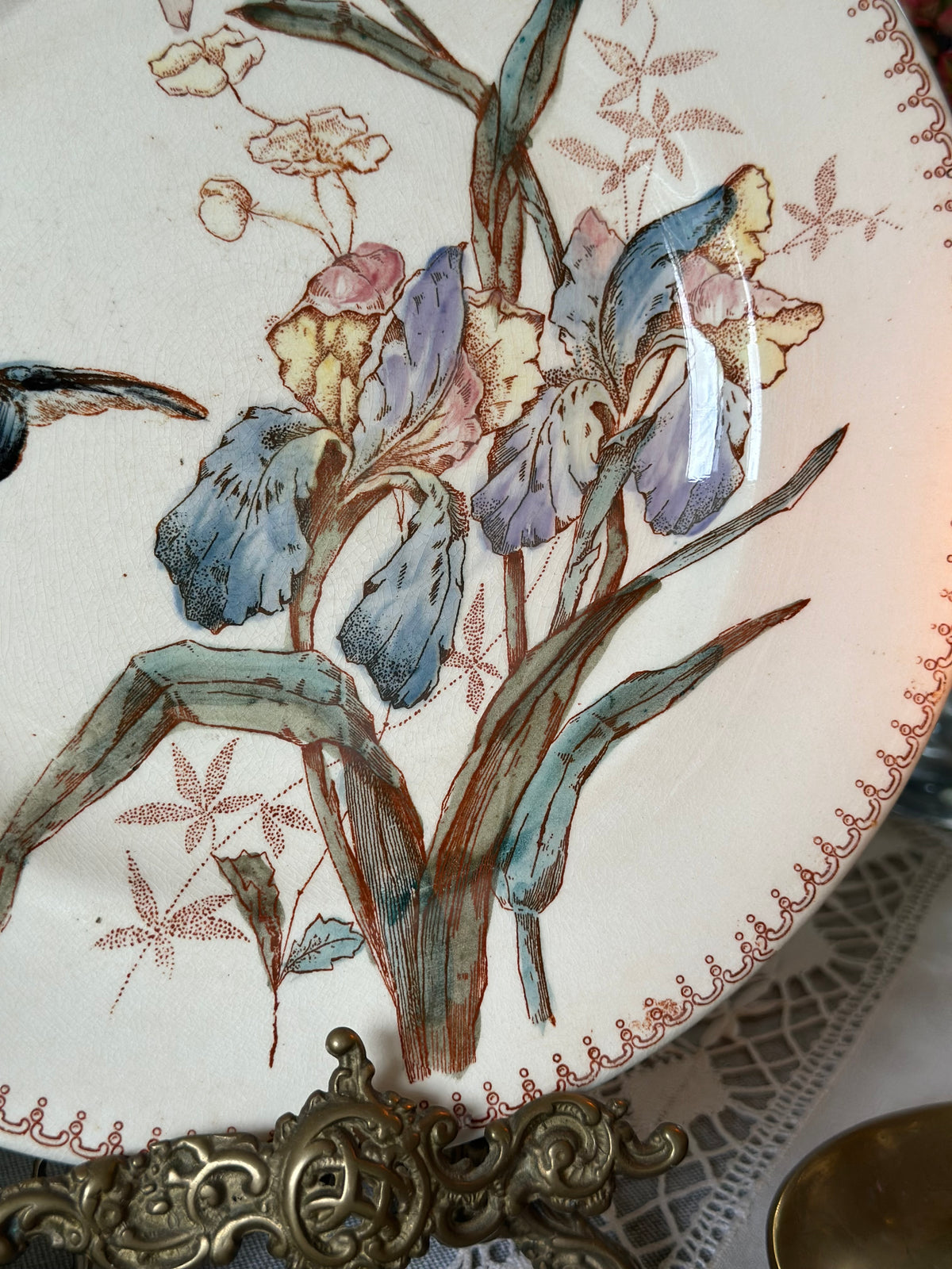 Assiette polychrome Longwy Oiseau