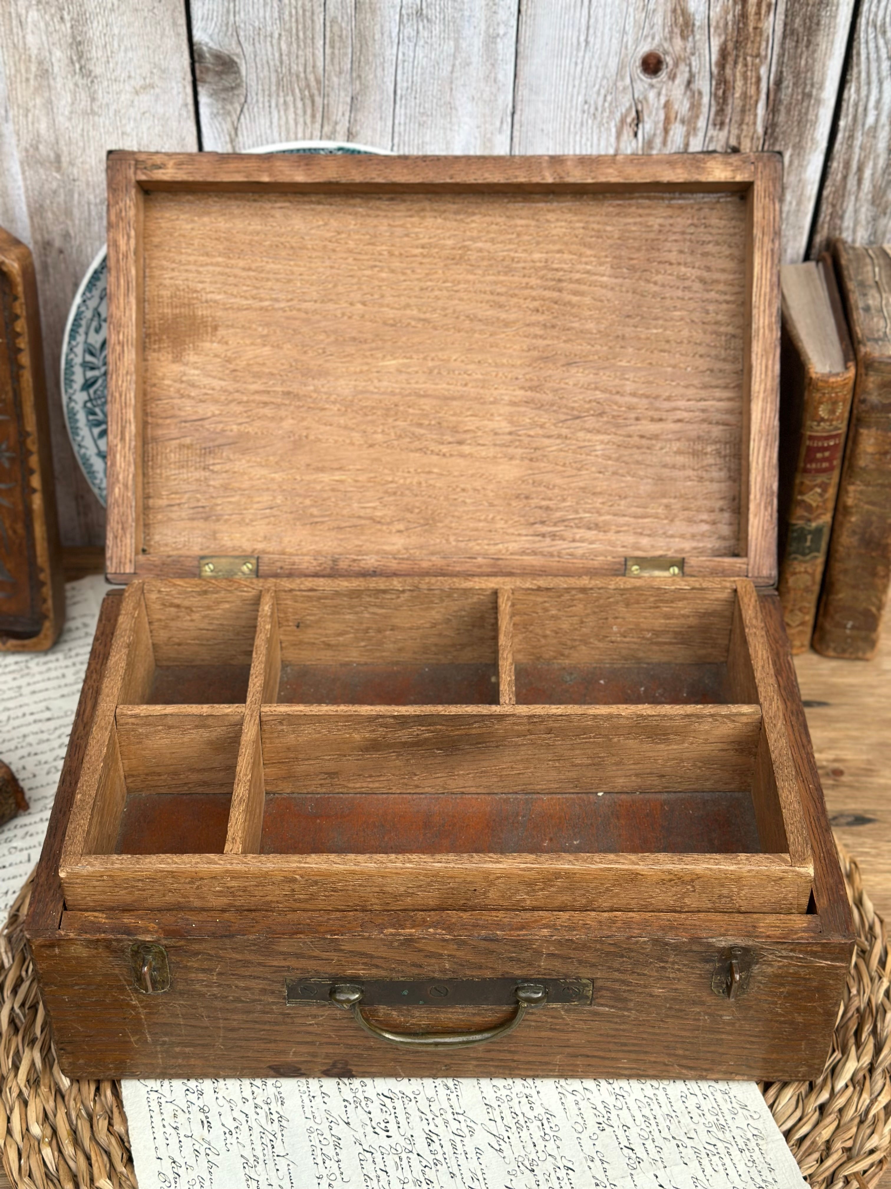 Antique wooden sewing box