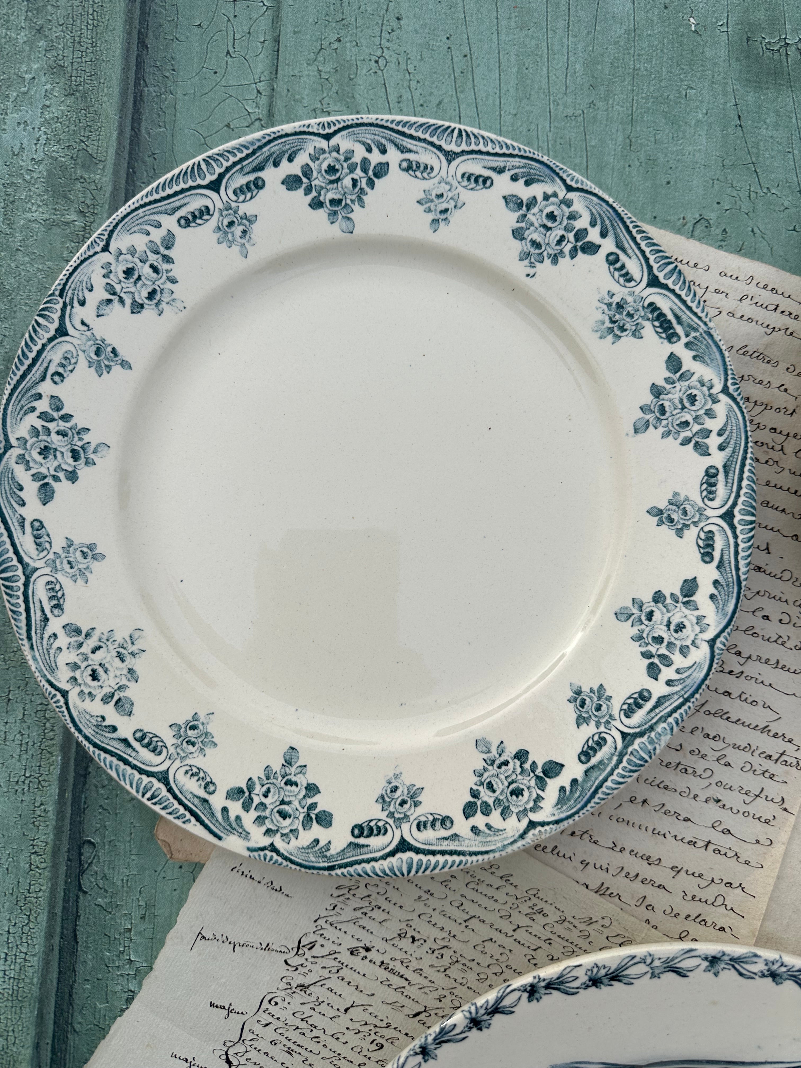 I. Set of 6 mismatched ironstone dinner plates