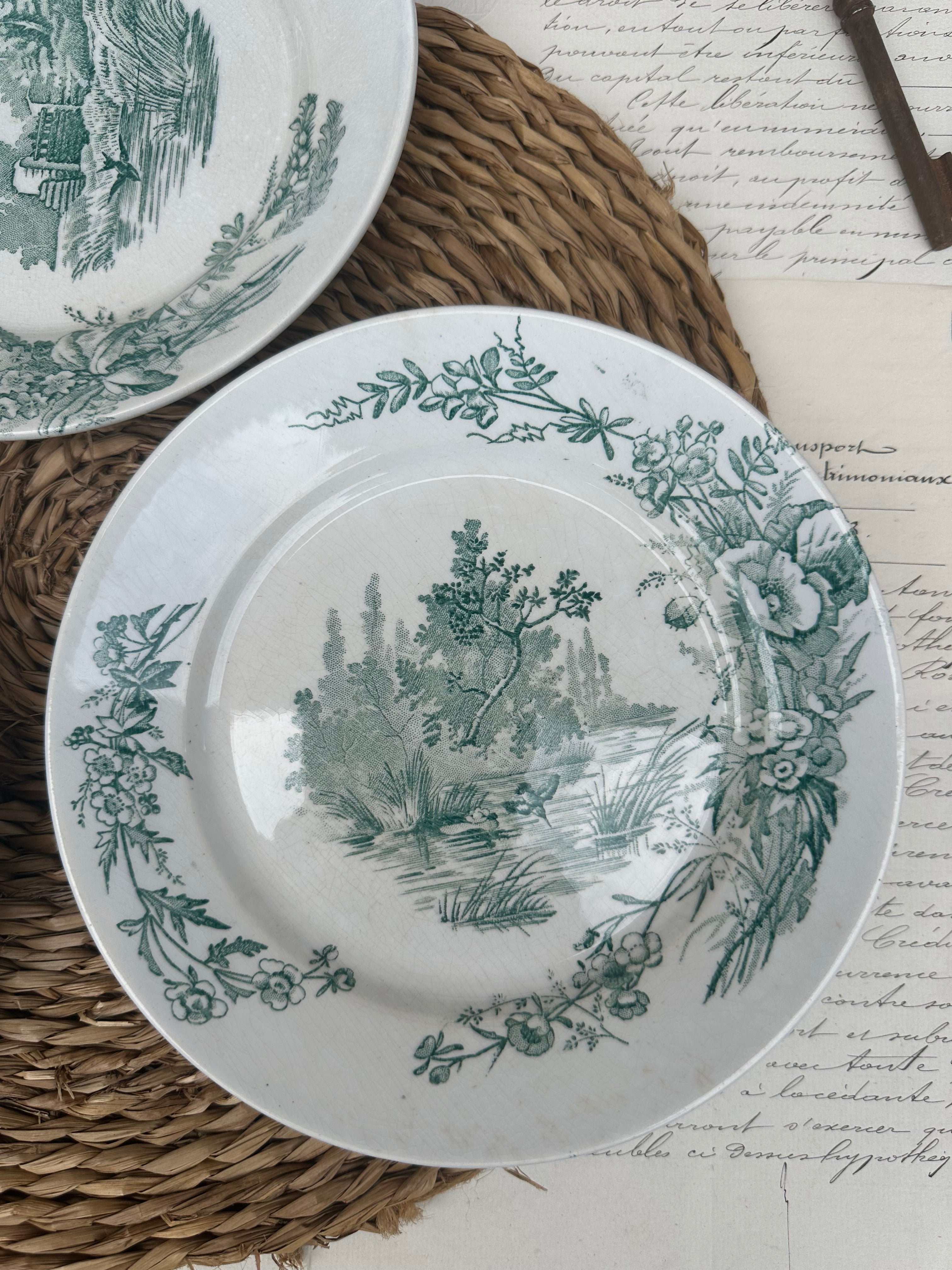 Suite de 4 assiettes à dessert Pexonne modèle Champêtre