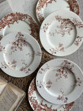 Suite de 6 assiettes à dessert dépareillées, Lunéville Fauvette, Badonviller Marine