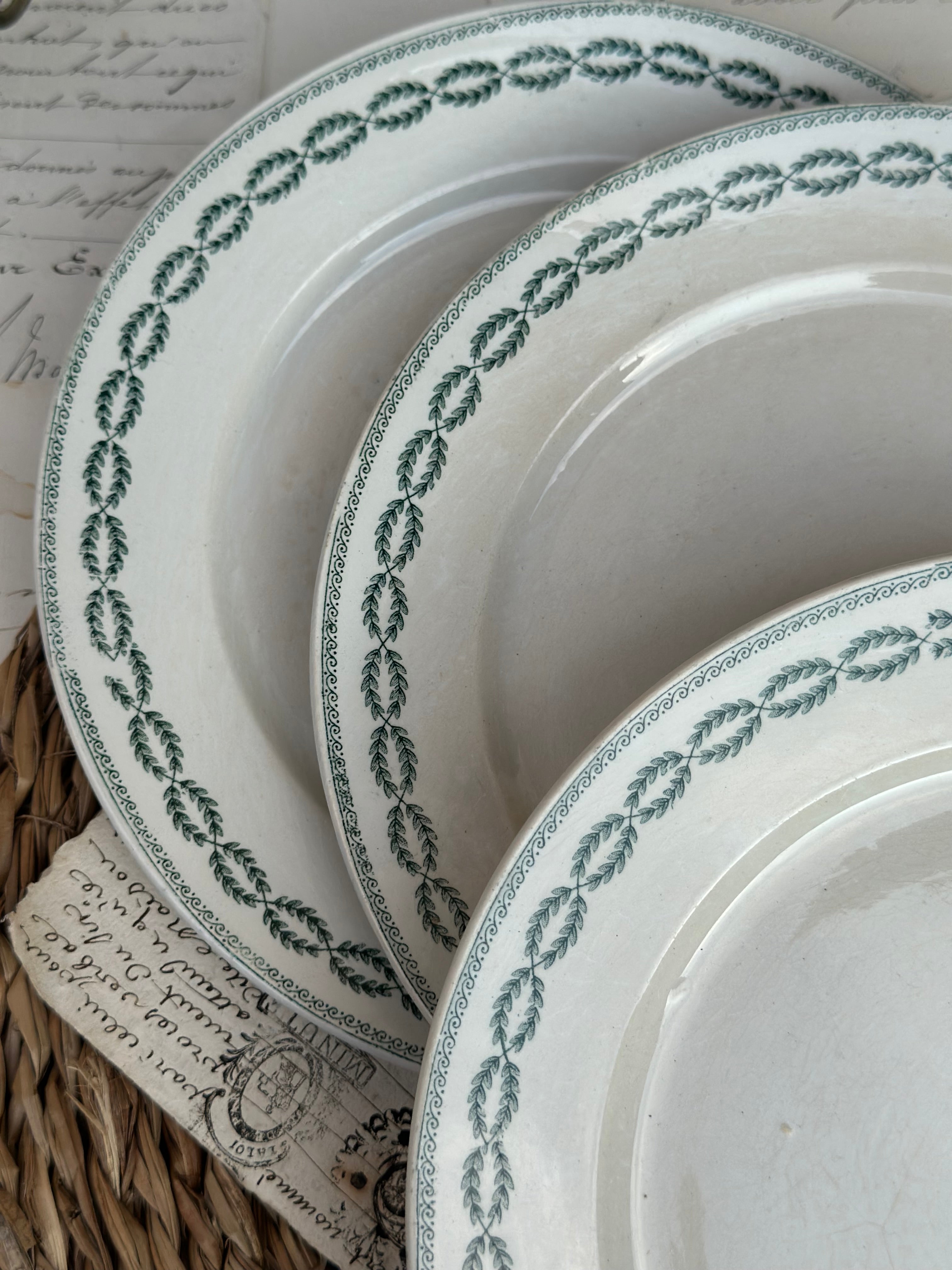 Three Sarreguemines dessert plates, Nobilis pattern