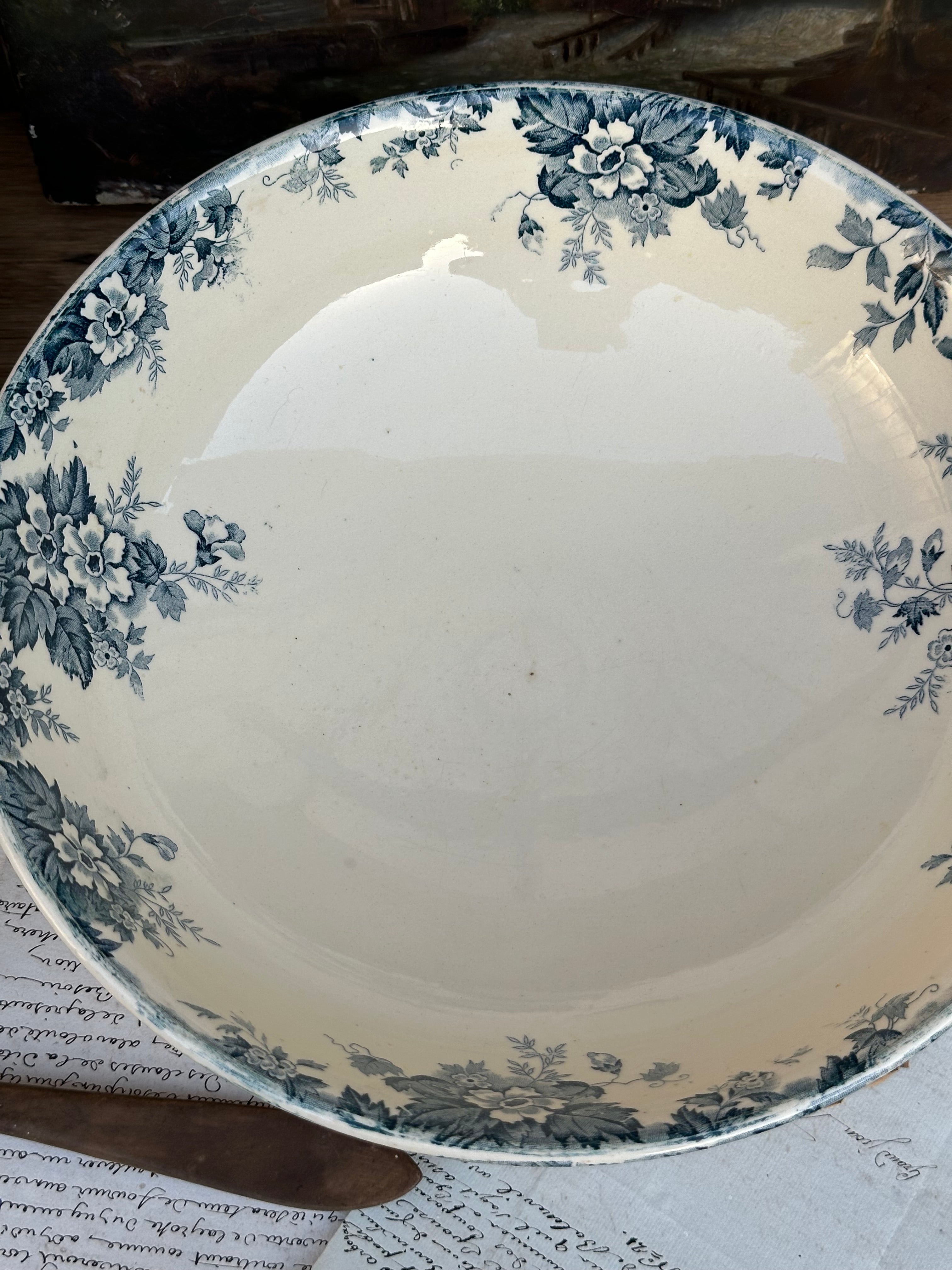 I. Large St. Amand Hamage Marie-Louise pattern salad bowl
