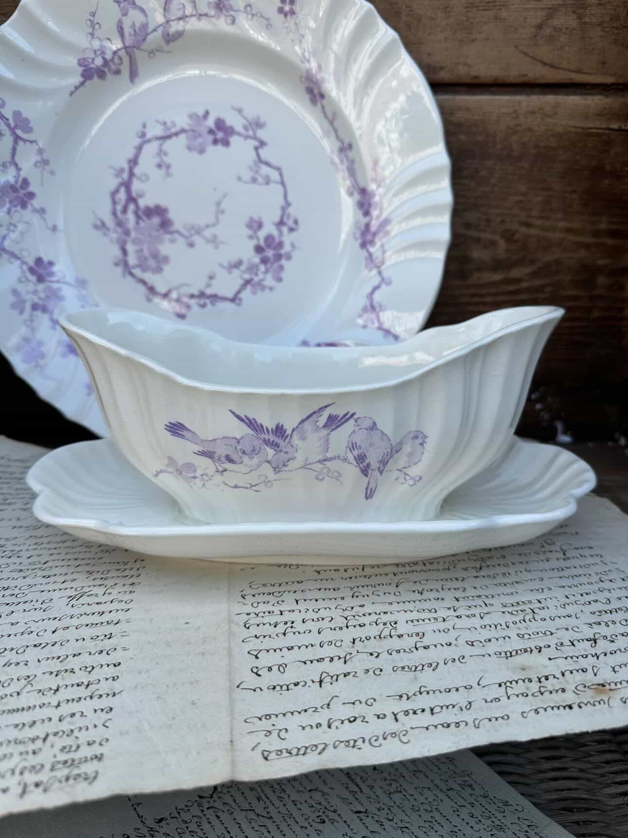 Reservé - Compotier et saucière Longwy modèle Canton