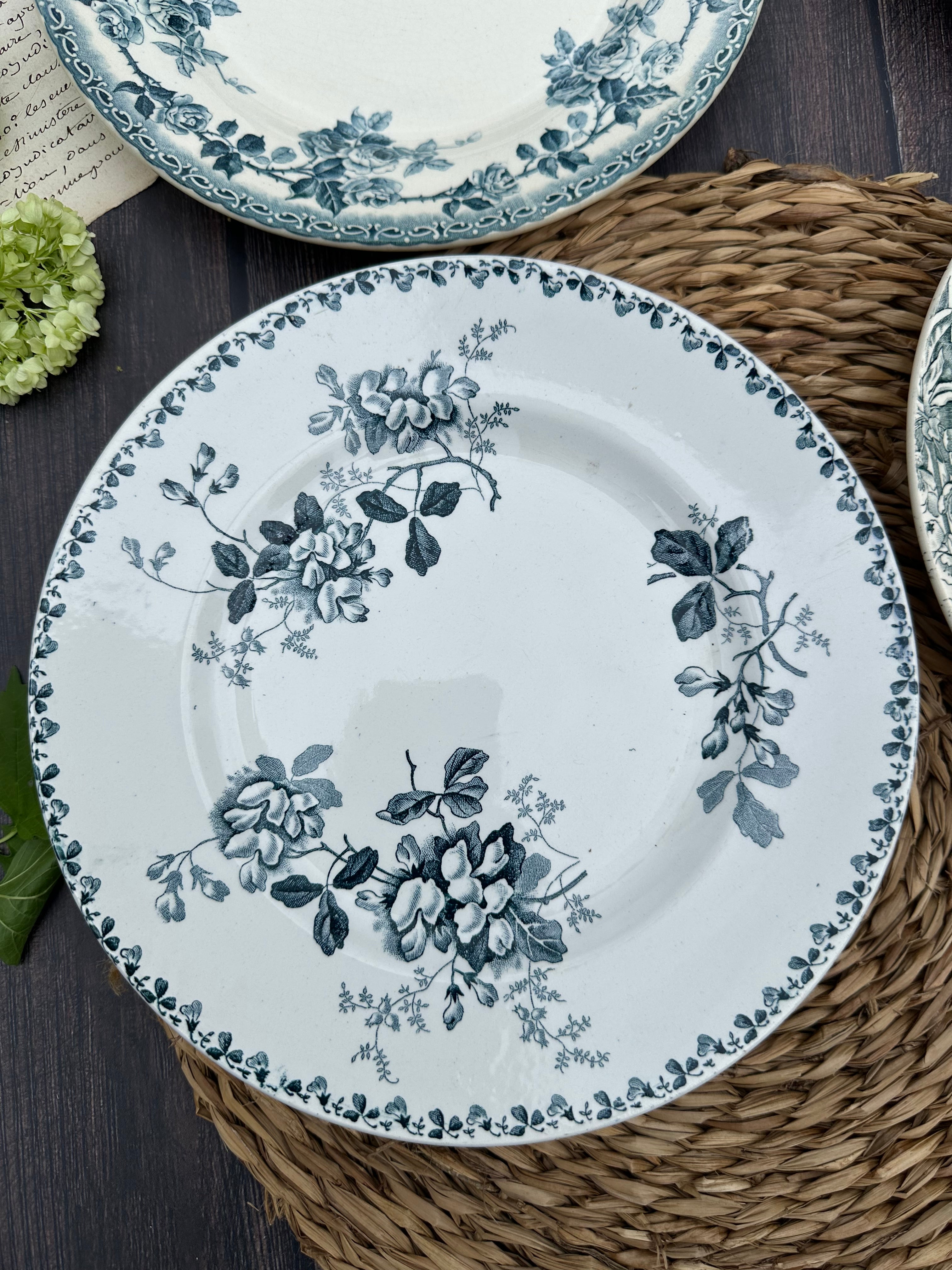 III. Suite de 6 assiettes plates terre de fer dépareillées