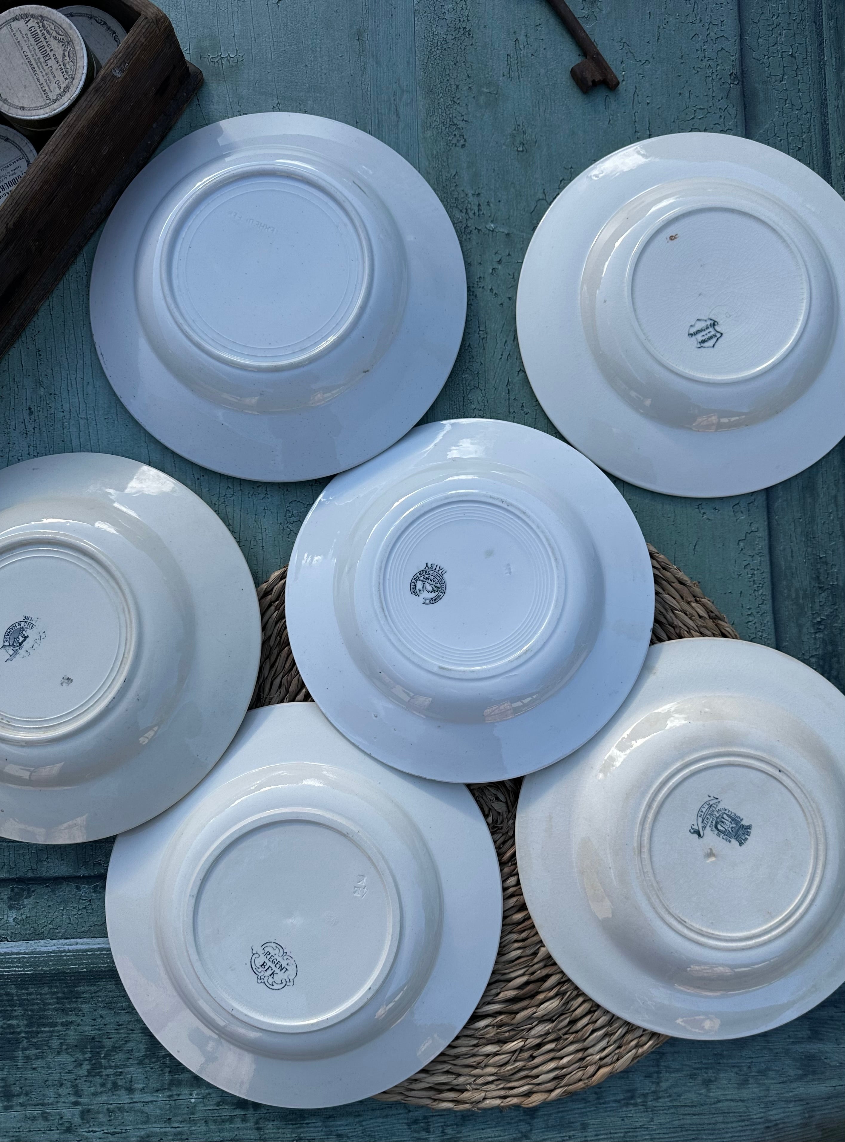 I. Suite de 6 assiettes creuses terre de fer dépareillées