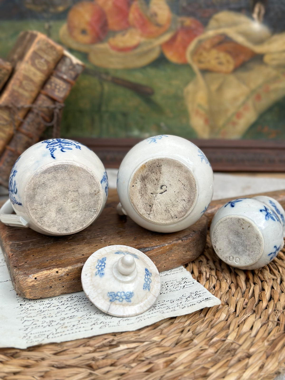 Set of 3 small St. Uze handled pots