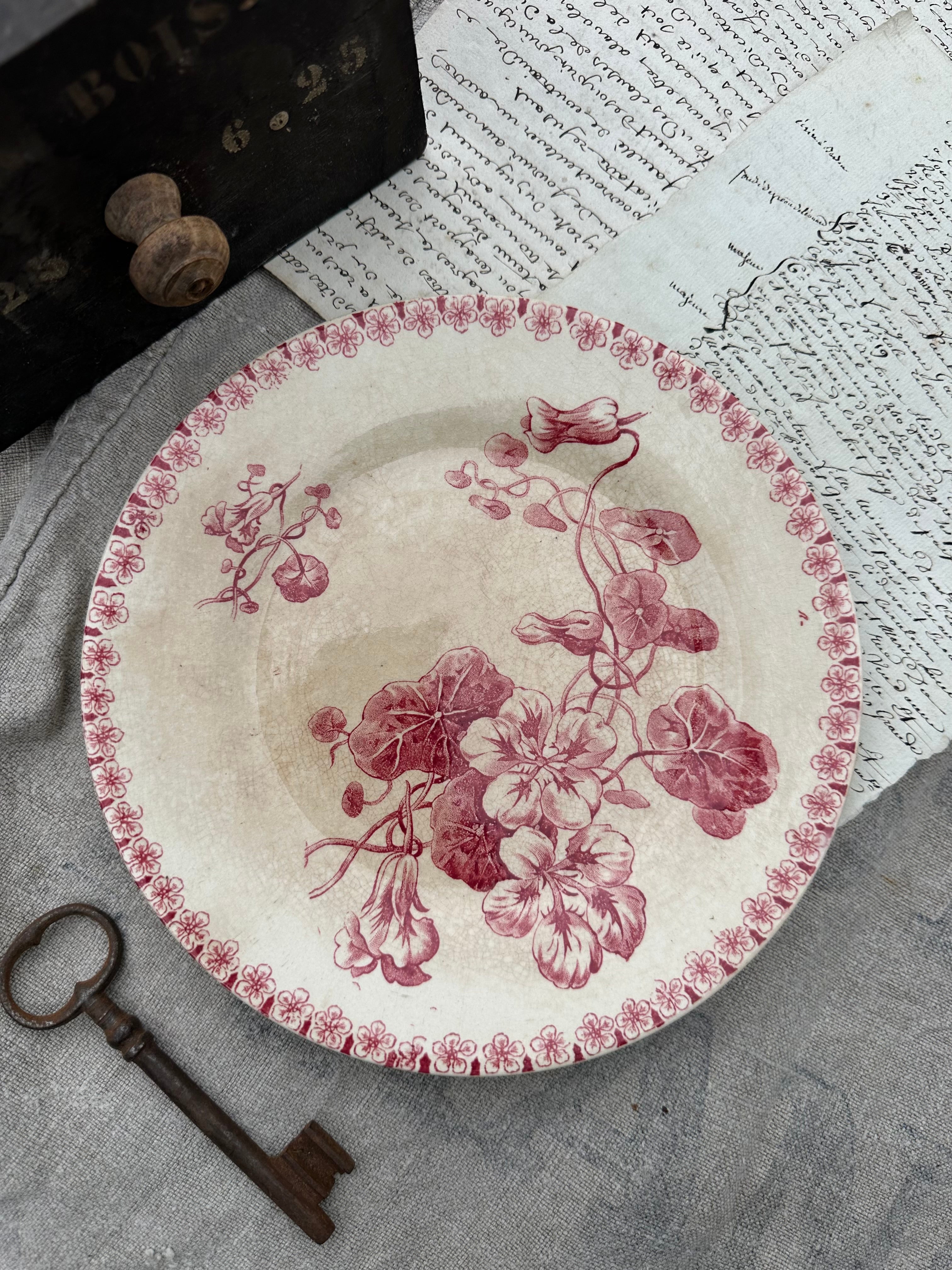 Gien Capucine Pattern Patinated Dessert Plate