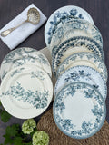 Set of 8 mismatched ironstone dinner plates