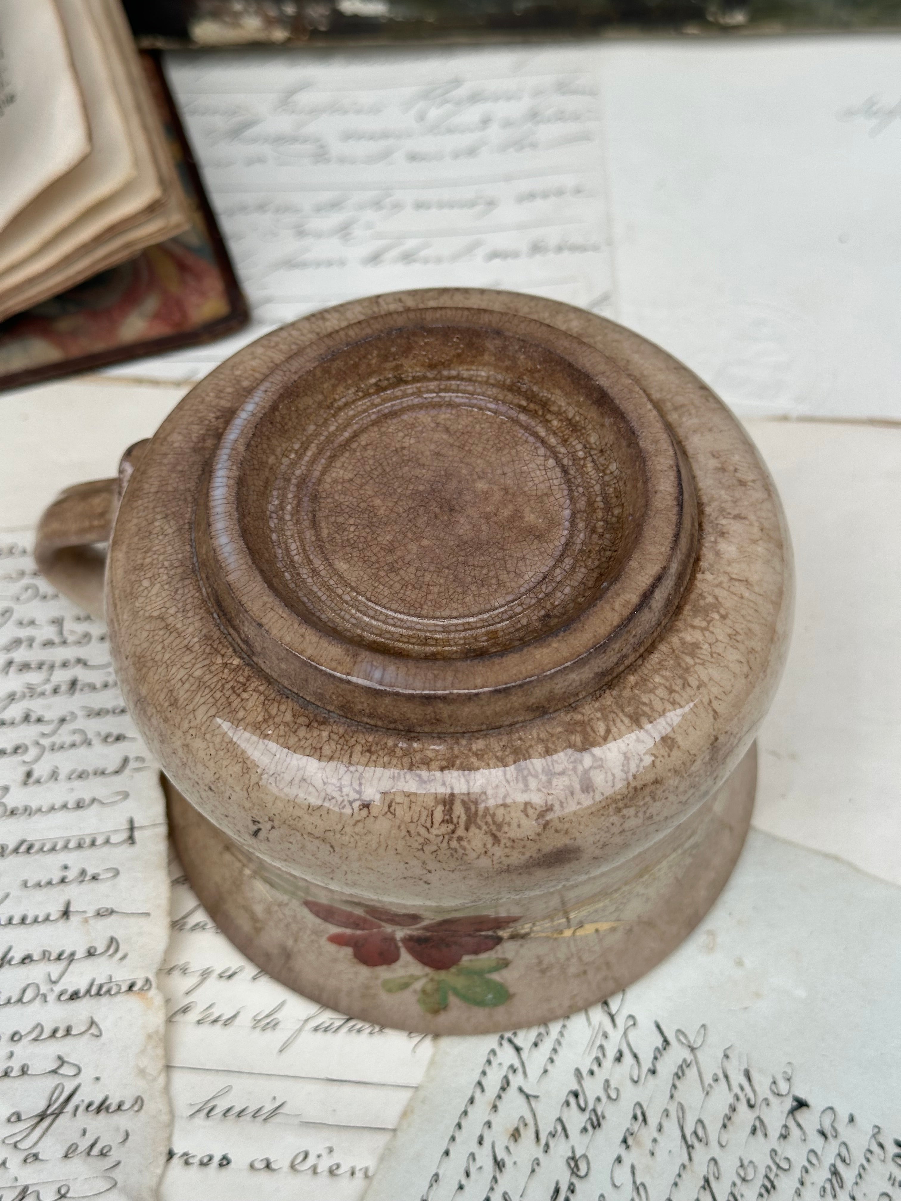 Large patinated chocolate cup