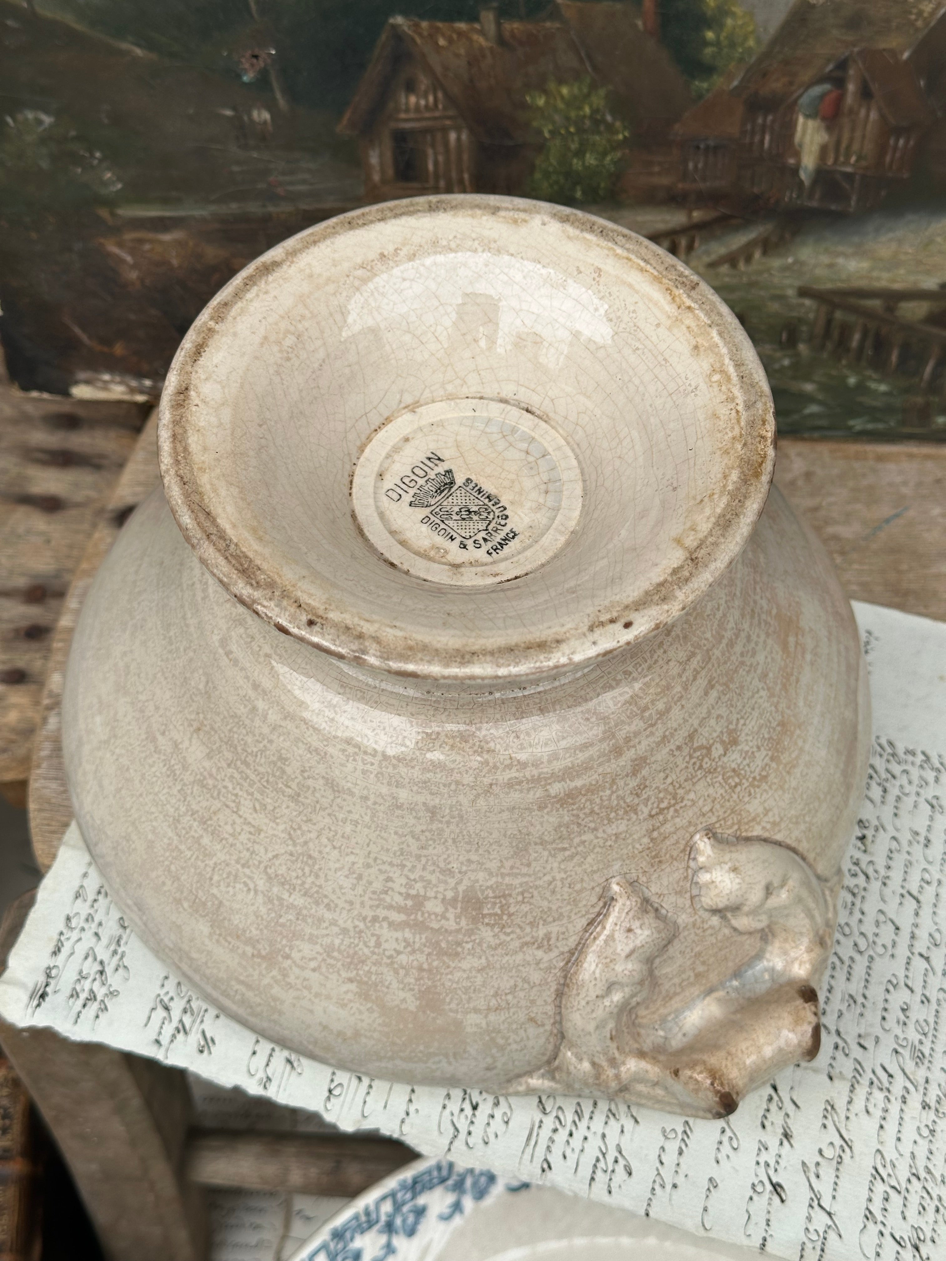 Small tureen with patina, Digoin Sarreguemines
