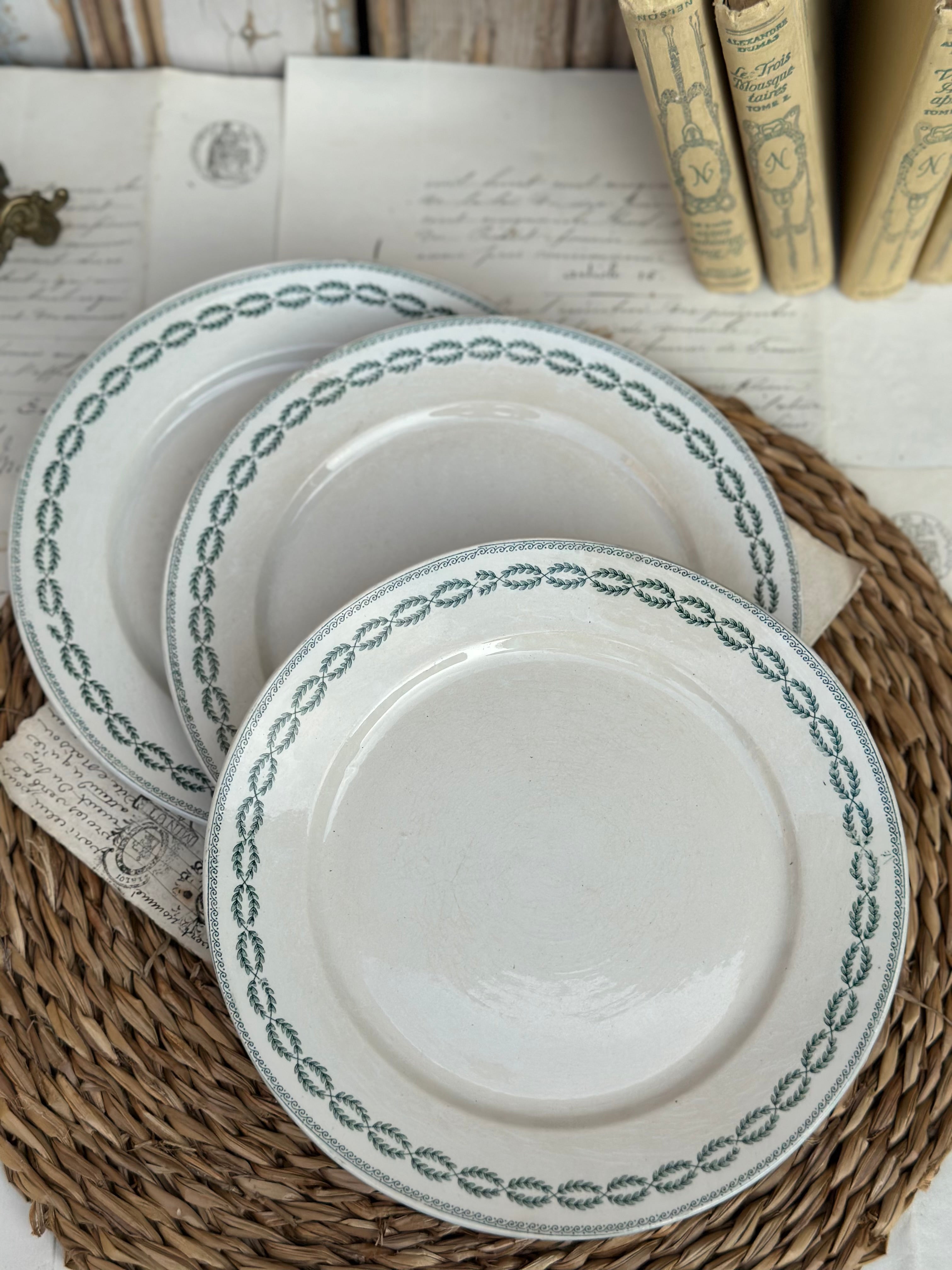Three Sarreguemines dessert plates, Nobilis pattern