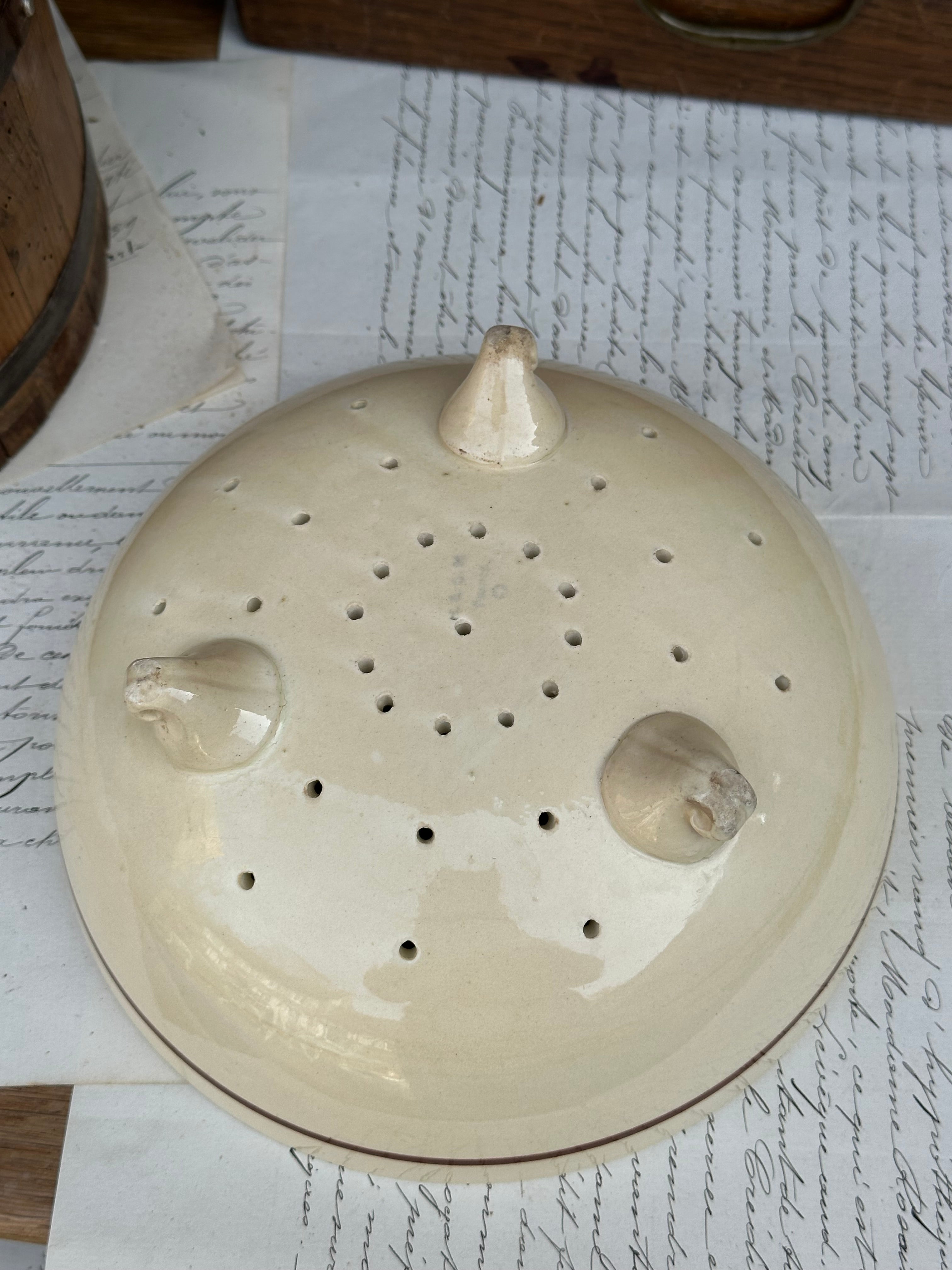 small colander dish Creil et Montereau HBCM