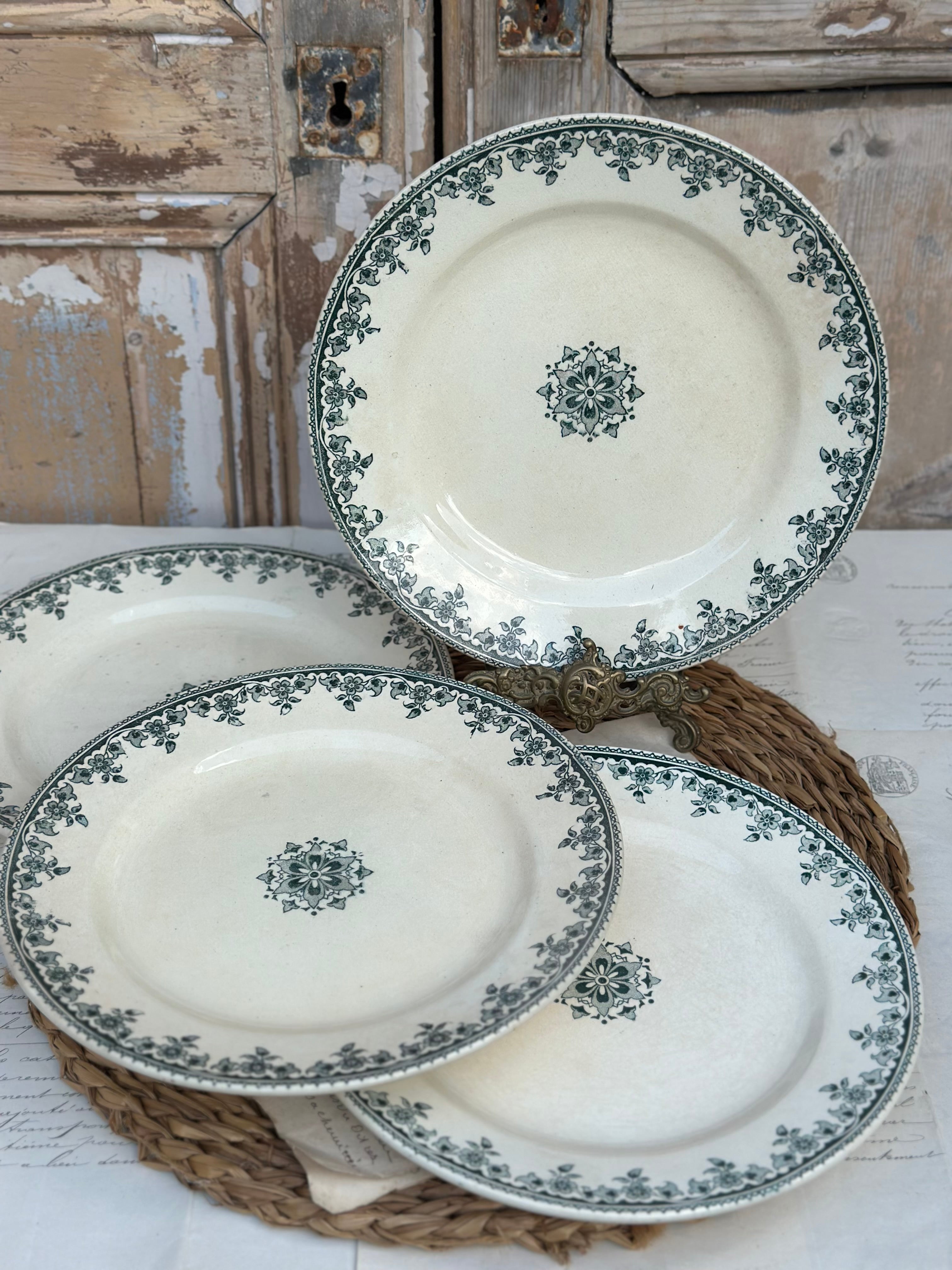 Suite de 4 assiettes plates Choisy le Roi modèle Gagny