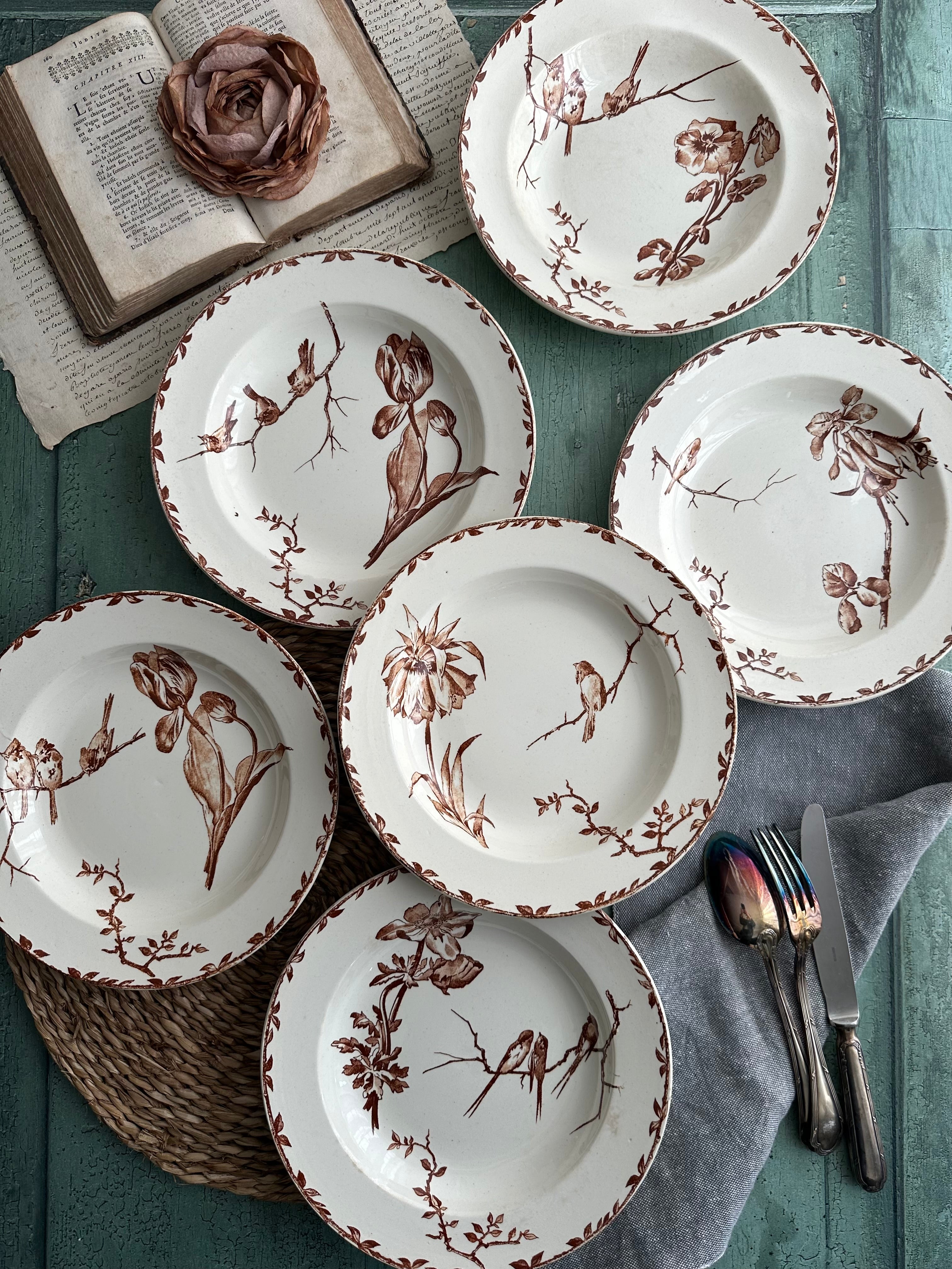 Suite de 6 assiettes creuses Choisy le Roi modèle Oxford